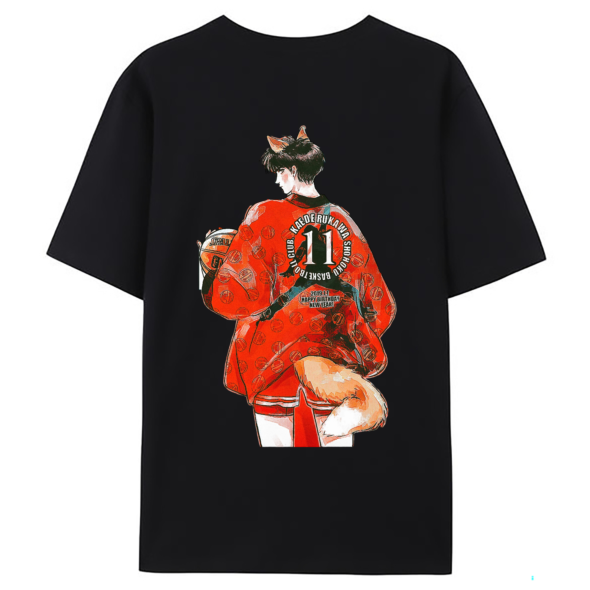 （画像用） SLAM DUNK／スラムダンク 綿100％ メンズ半袖Tシャツ（バックプリント） 通気性