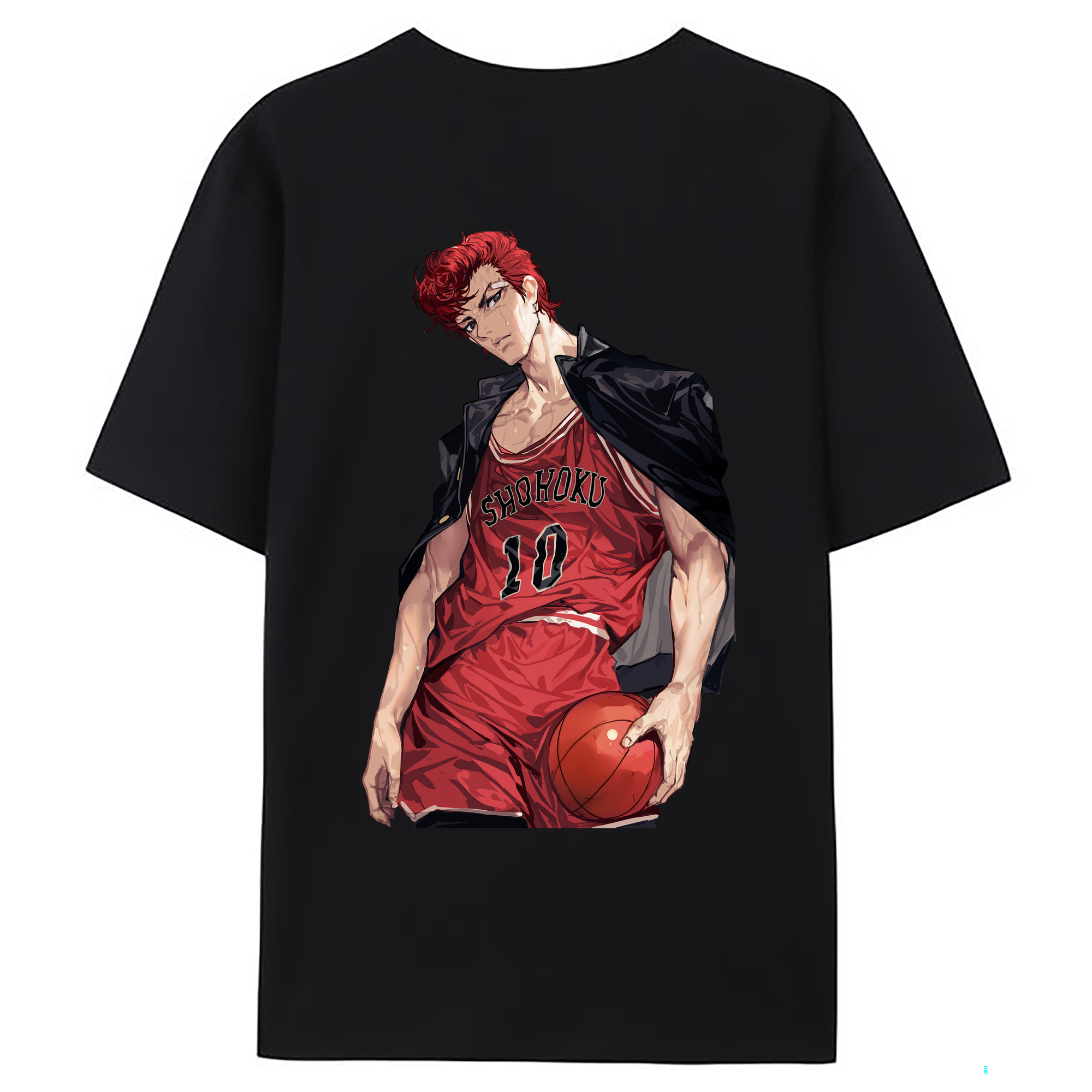 （画像用） SLAM DUNK／スラムダンク 綿100％ メンズ半袖Tシャツ（バックプリント） 通気性