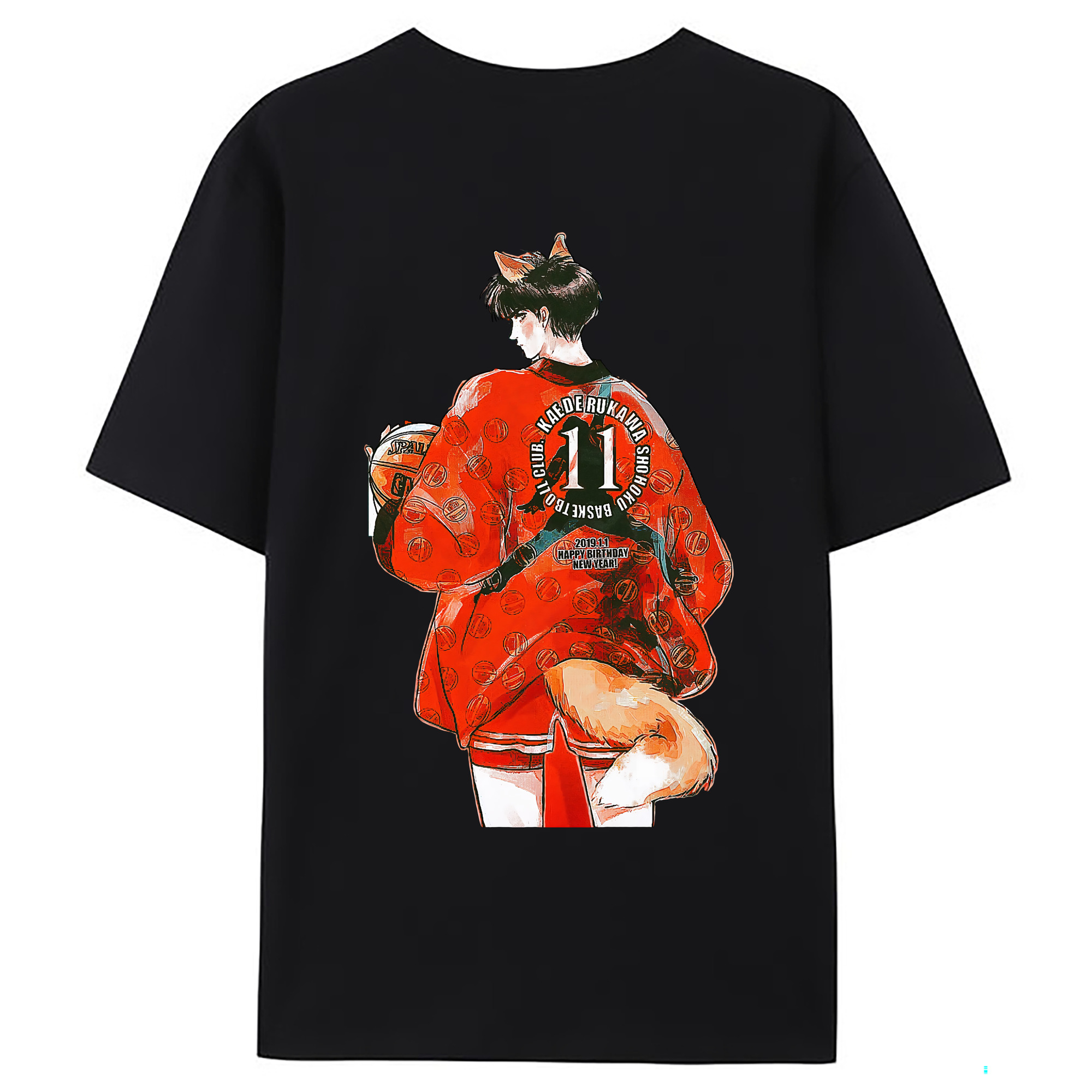 （画像用） SLAM DUNK／スラムダンク 綿100％ メンズ半袖Tシャツ（バックプリント） 通気性