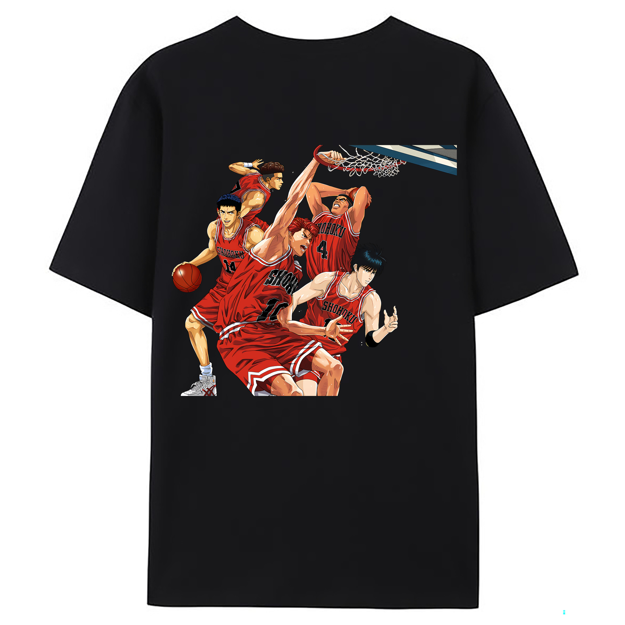 （画像用） SLAM DUNK／スラムダンク 綿100％ メンズ半袖Tシャツ（バックプリント） 通気性