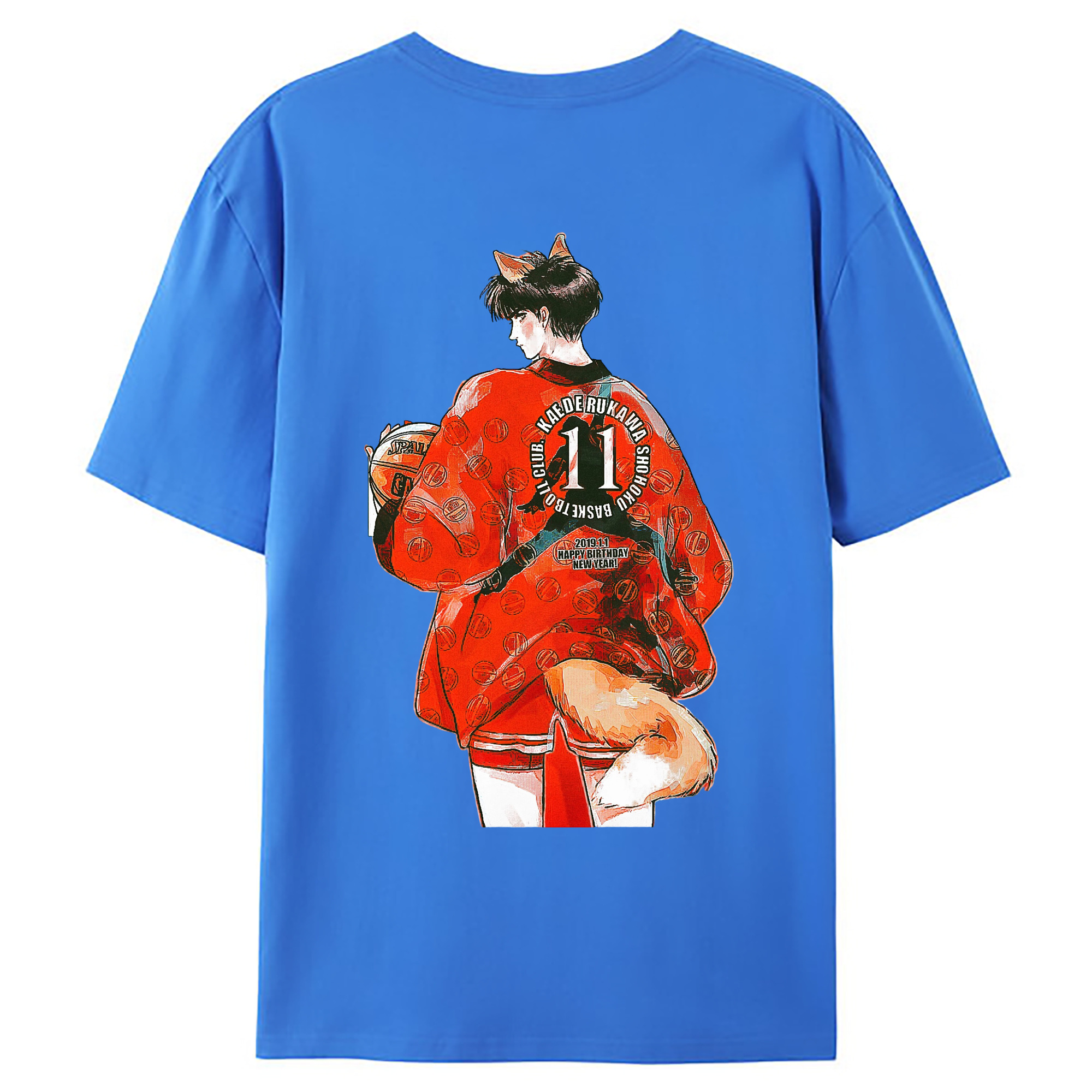（画像用） SLAM DUNK／スラムダンク 綿100％ メンズ半袖Tシャツ（バックプリント） 通気性
