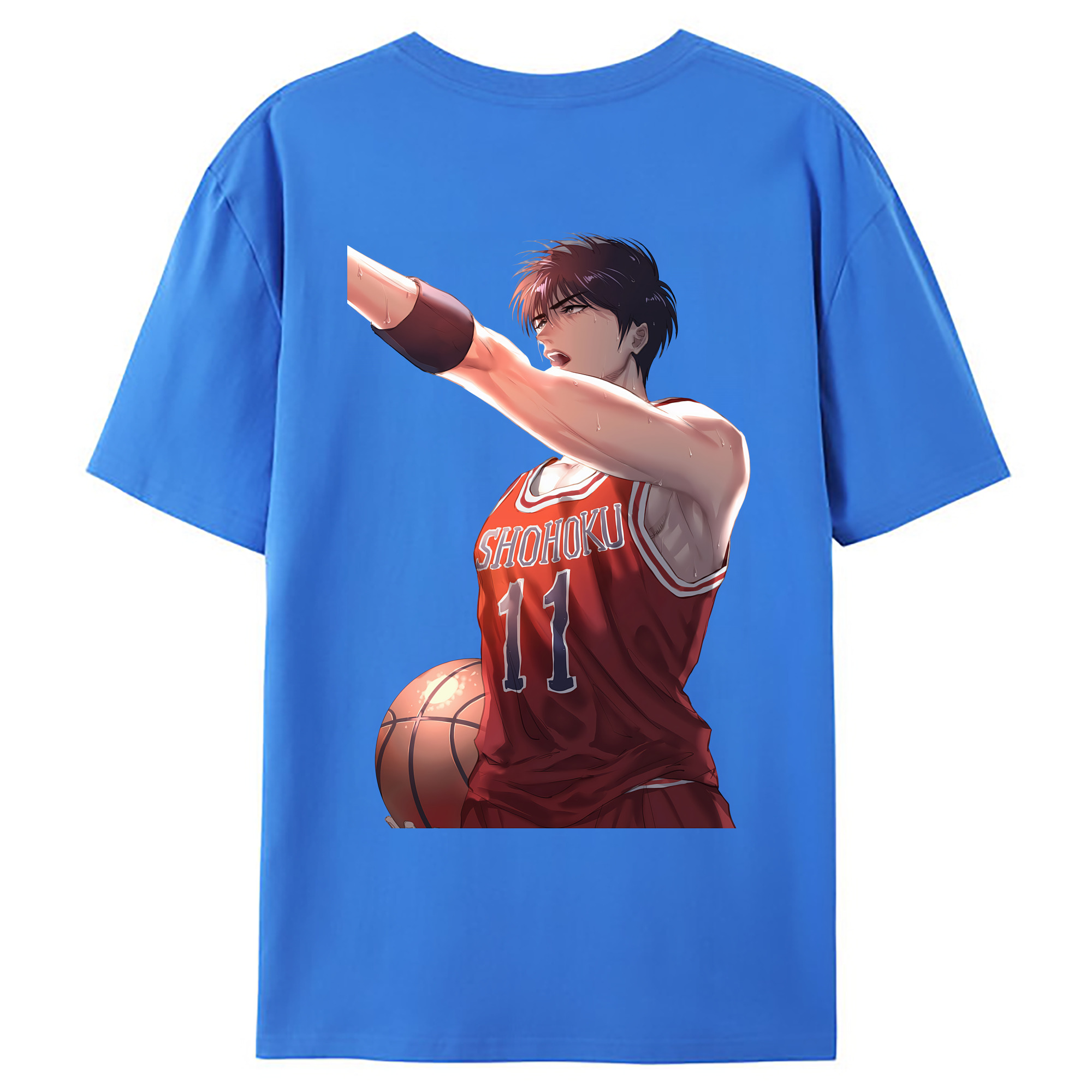 （画像用） SLAM DUNK／スラムダンク 綿100％ メンズ半袖Tシャツ（バックプリント） 通気性