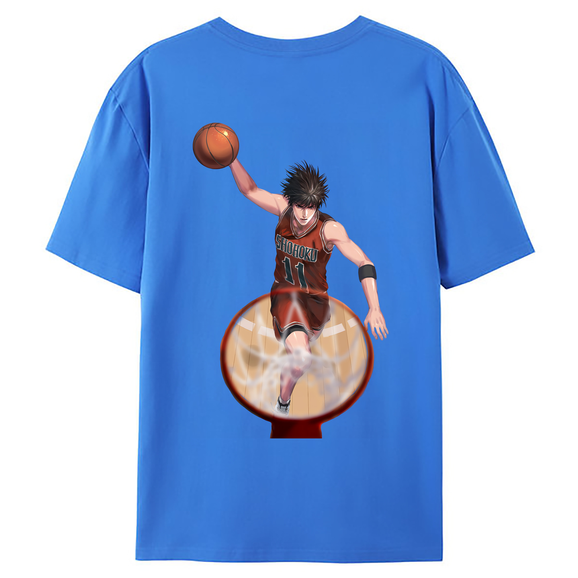 （画像用） SLAM DUNK／スラムダンク 綿100％ メンズ半袖Tシャツ（バックプリント） 通気性