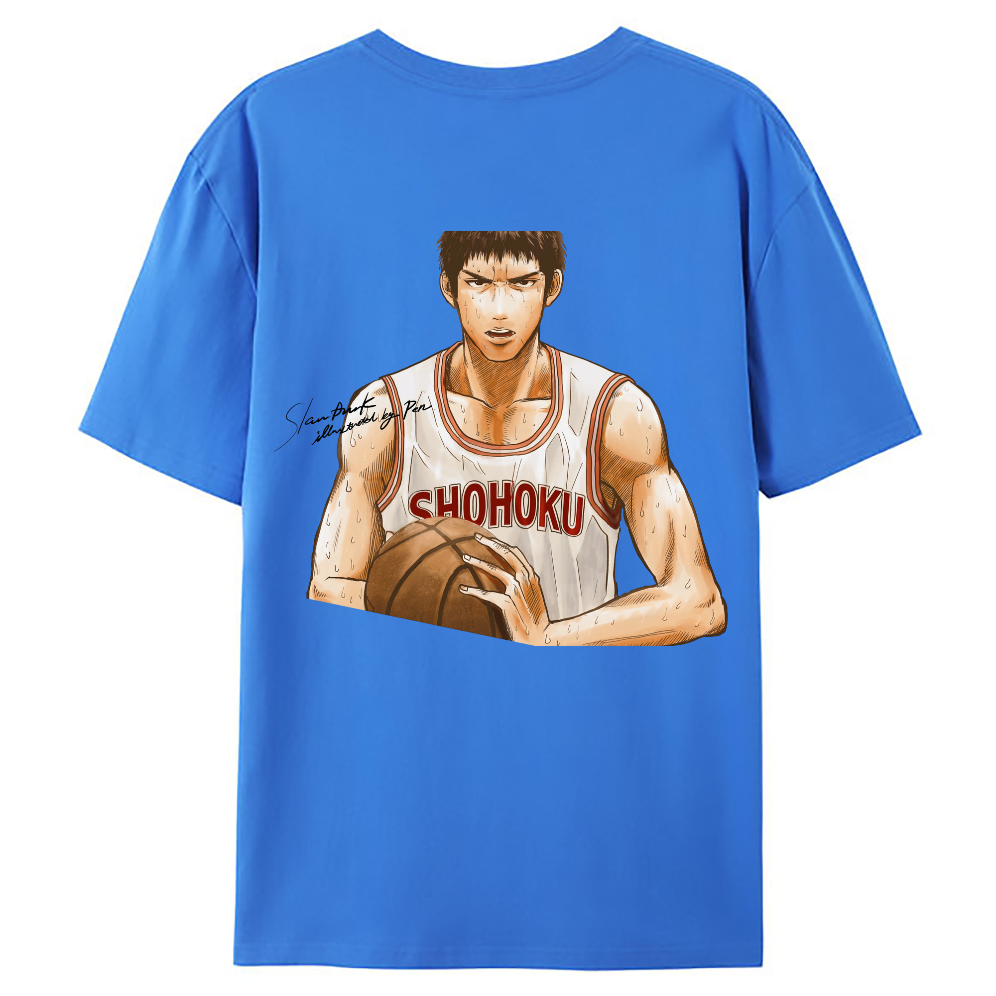 （画像用） SLAM DUNK／スラムダンク 綿100％ メンズ半袖Tシャツ（バックプリント） 通気性