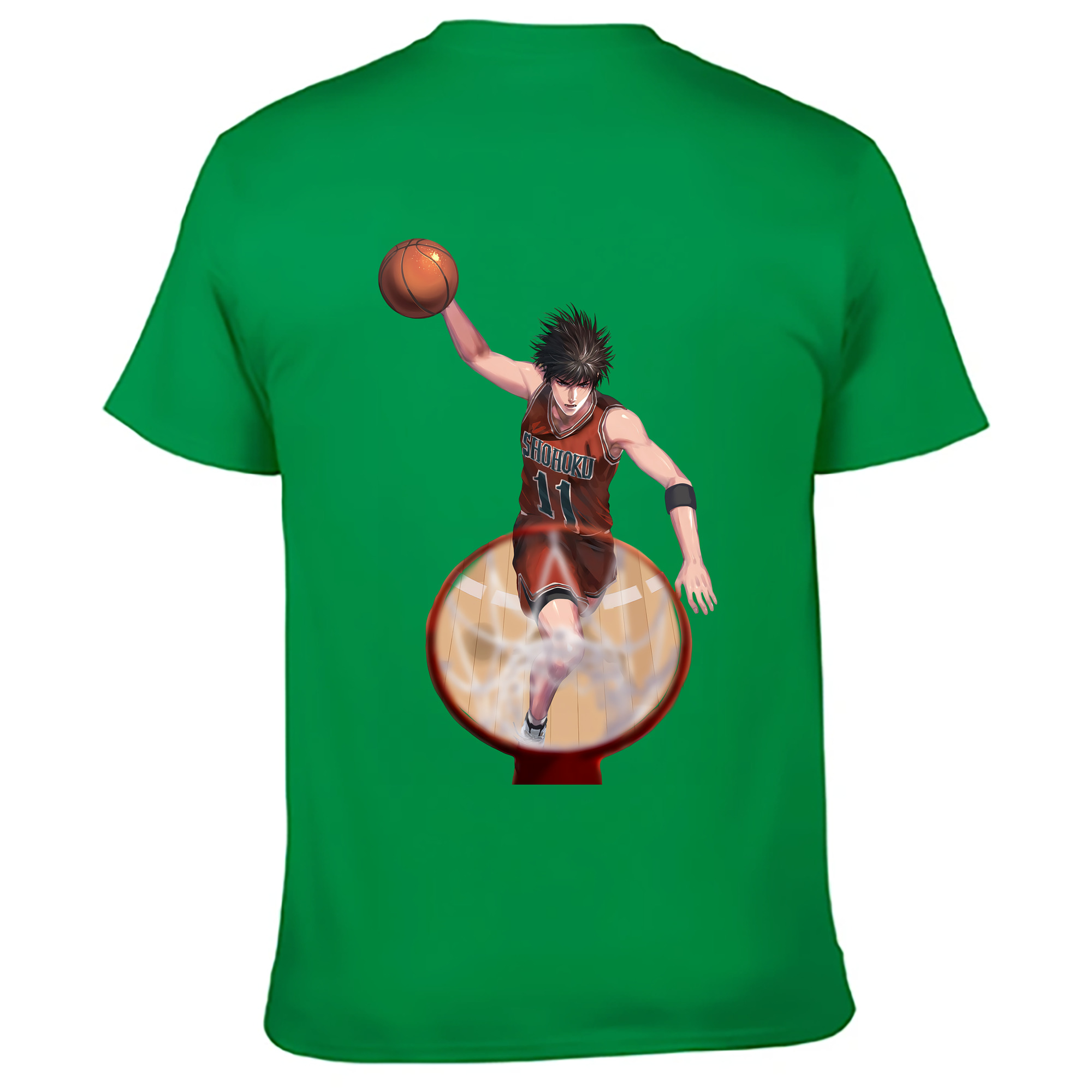 （画像用） SLAM DUNK／スラムダンク 綿100％ メンズ半袖Tシャツ（バックプリント） 通気性