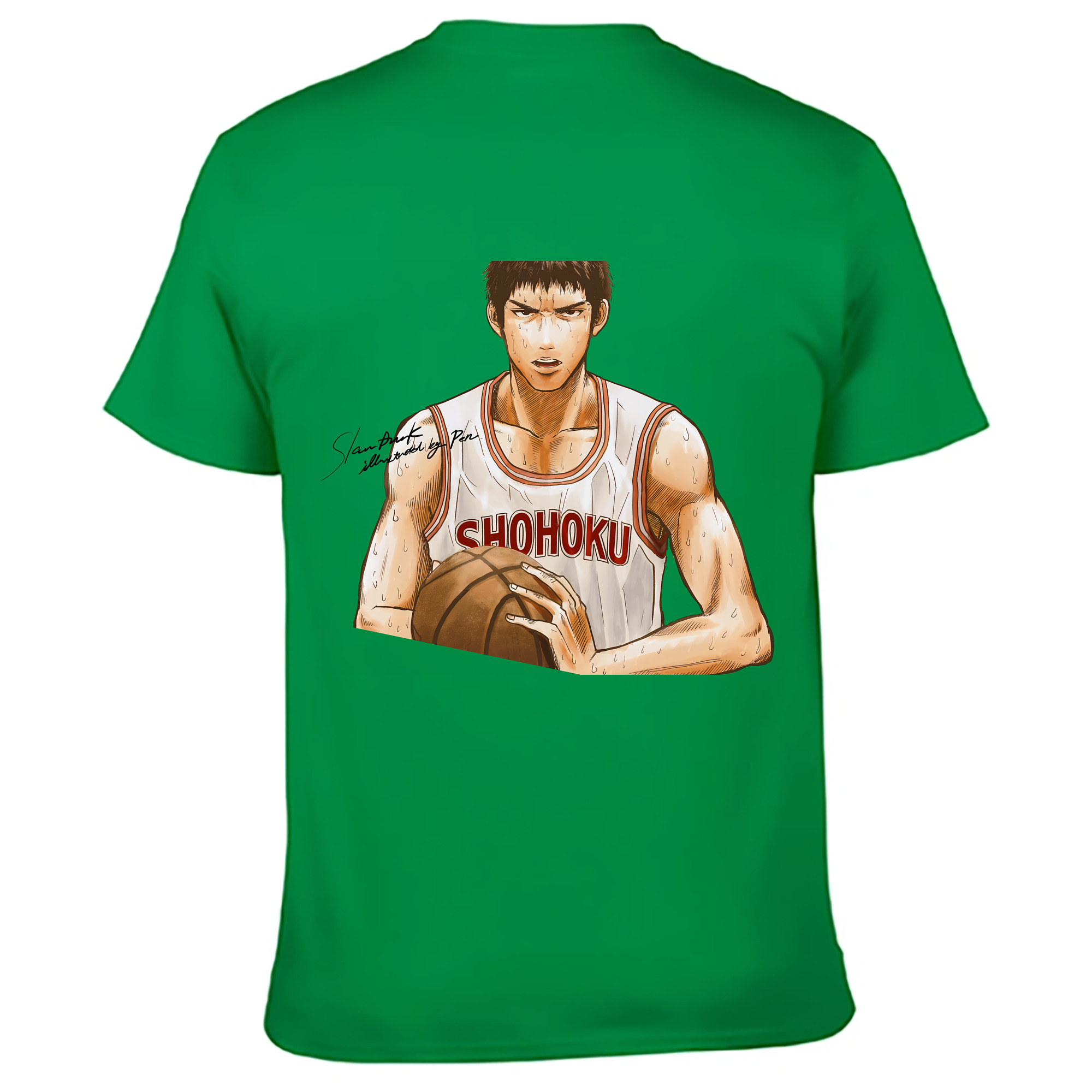 （画像用） SLAM DUNK／スラムダンク 綿100％ メンズ半袖Tシャツ（バックプリント） 通気性