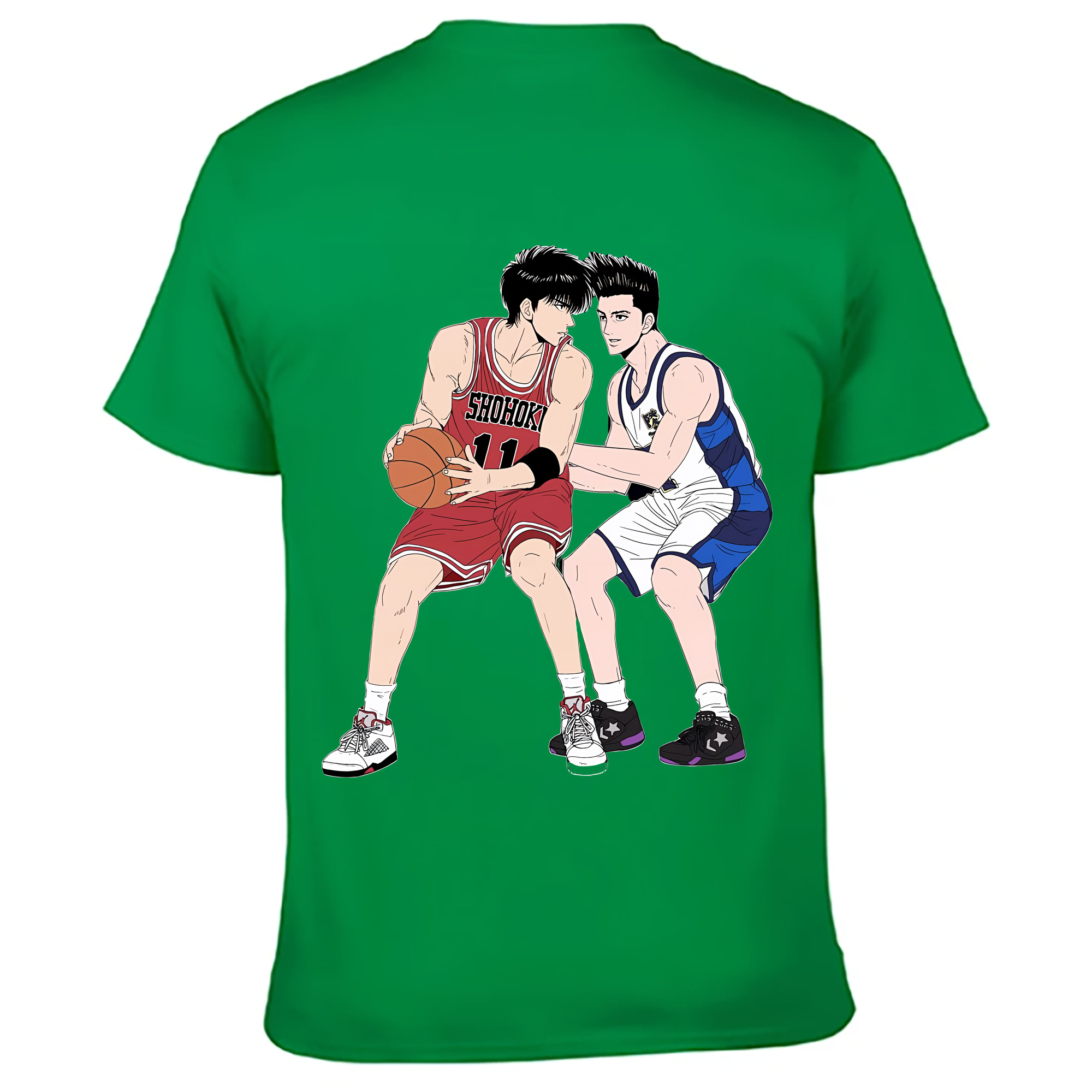 （画像用） SLAM DUNK／スラムダンク 綿100％ メンズ半袖Tシャツ（バックプリント） 通気性