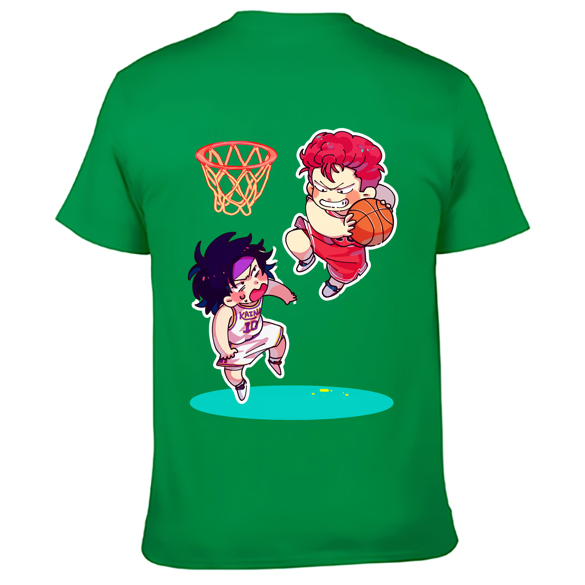 （画像用） SLAM DUNK／スラムダンク 綿100％ メンズ半袖Tシャツ（バックプリント） 通気性