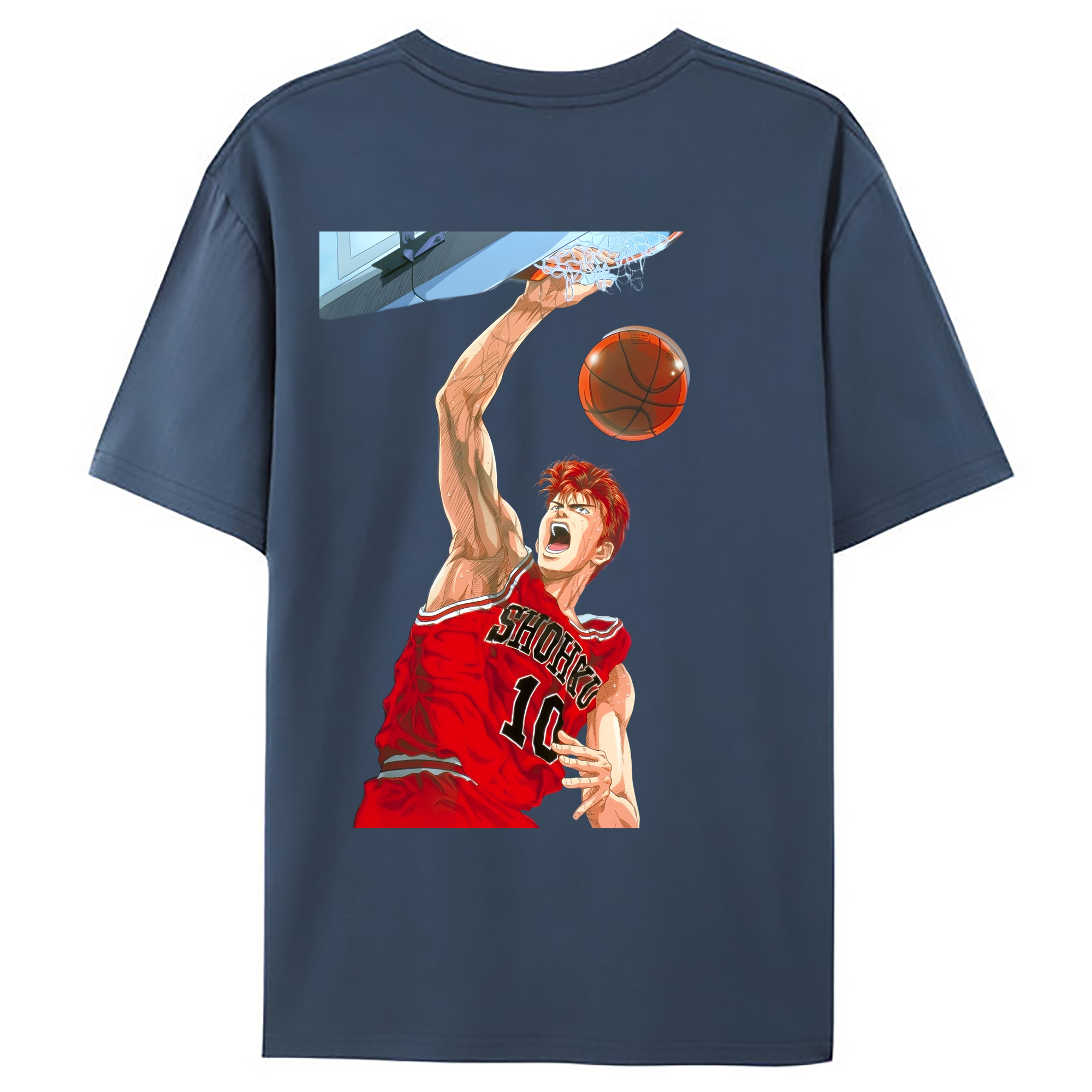 （画像用） SLAM DUNK／スラムダンク 綿100％ メンズ半袖Tシャツ（バックプリント） 通気性