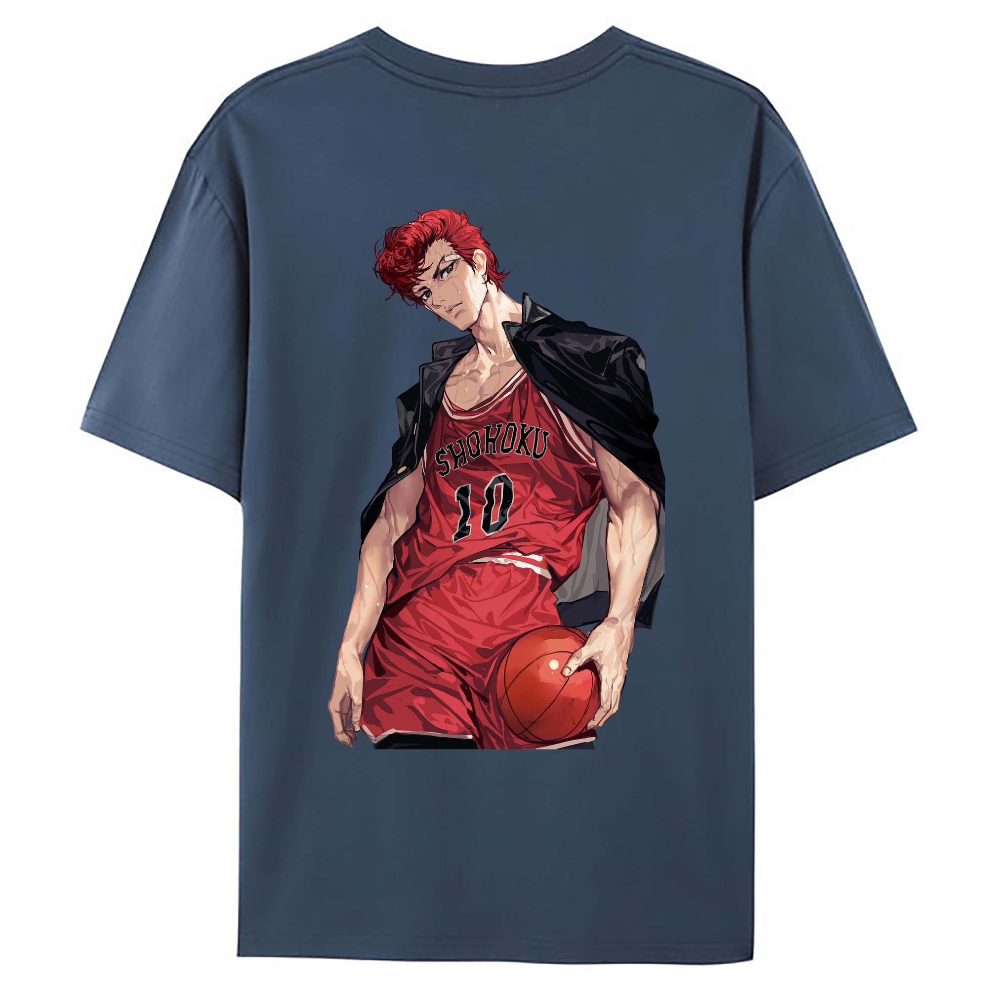 （画像用） SLAM DUNK／スラムダンク 綿100％ メンズ半袖Tシャツ（バックプリント） 通気性