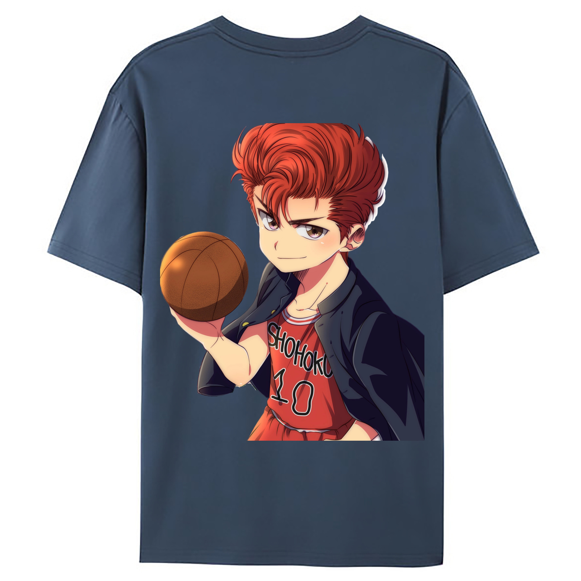 （画像用） SLAM DUNK／スラムダンク 綿100％ メンズ半袖Tシャツ（バックプリント） 通気性