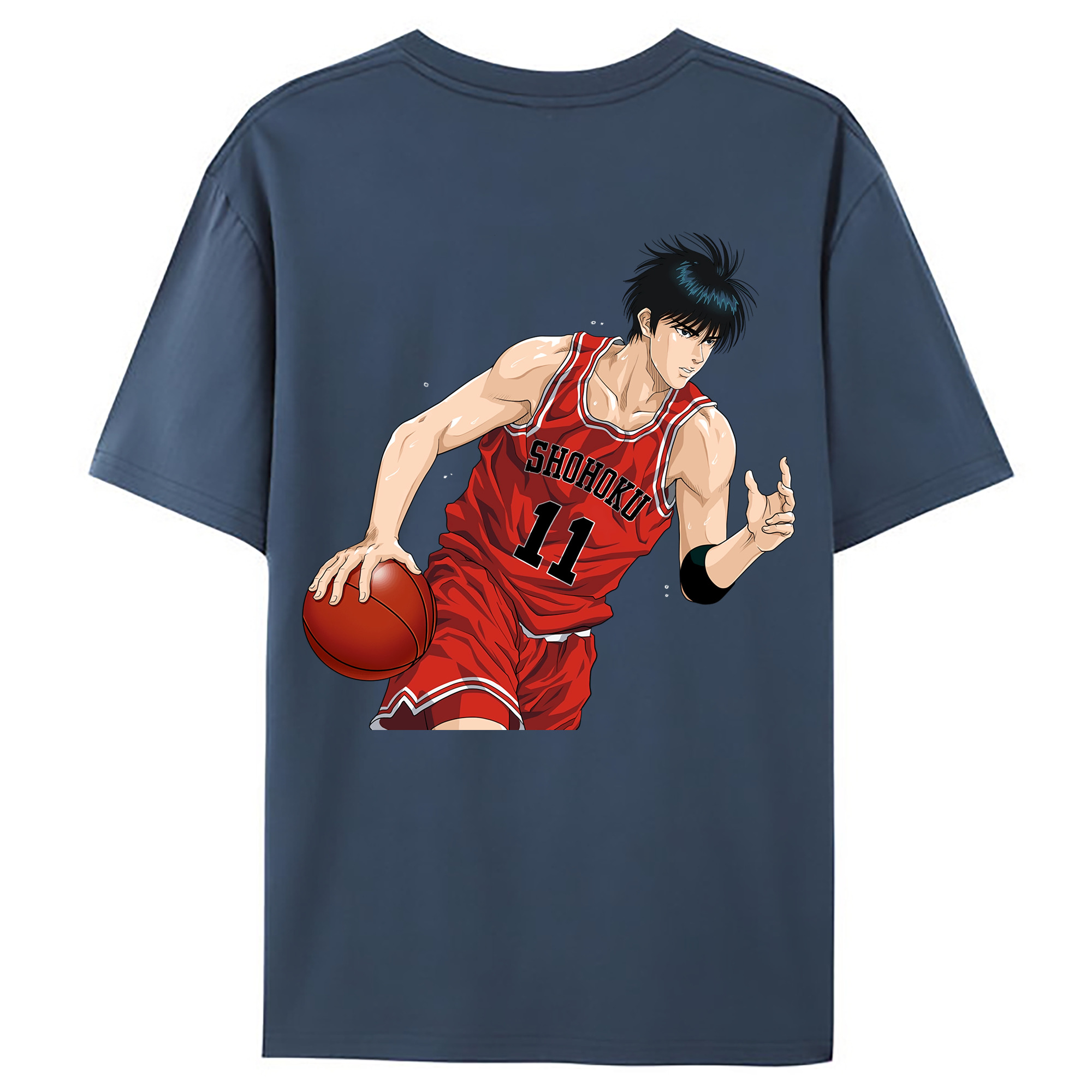 （画像用） SLAM DUNK／スラムダンク 綿100％ メンズ半袖Tシャツ（バックプリント） 通気性