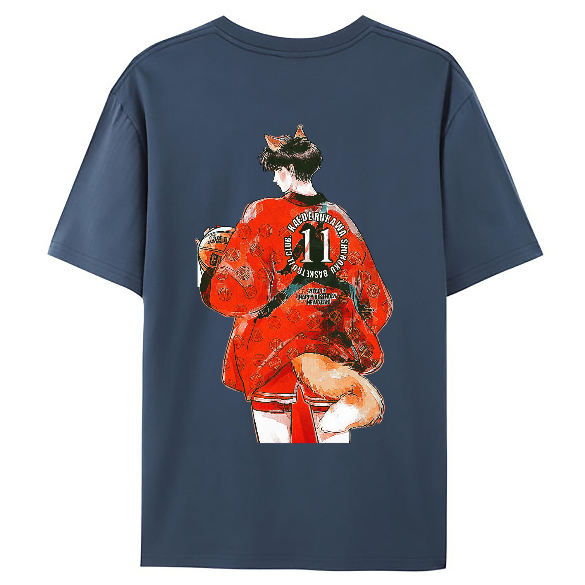 （画像用） SLAM DUNK／スラムダンク 綿100％ メンズ半袖Tシャツ（バックプリント） 通気性