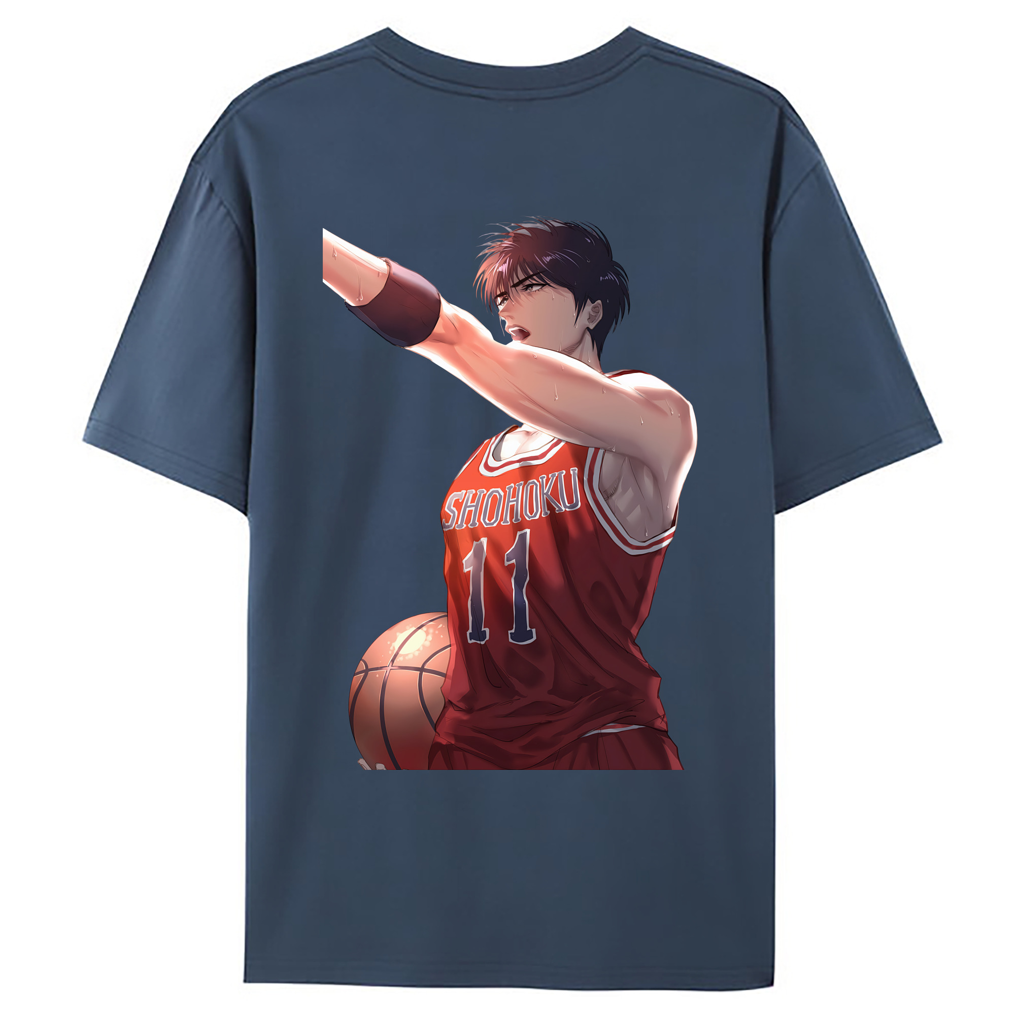 （画像用） SLAM DUNK／スラムダンク 綿100％ メンズ半袖Tシャツ（バックプリント） 通気性