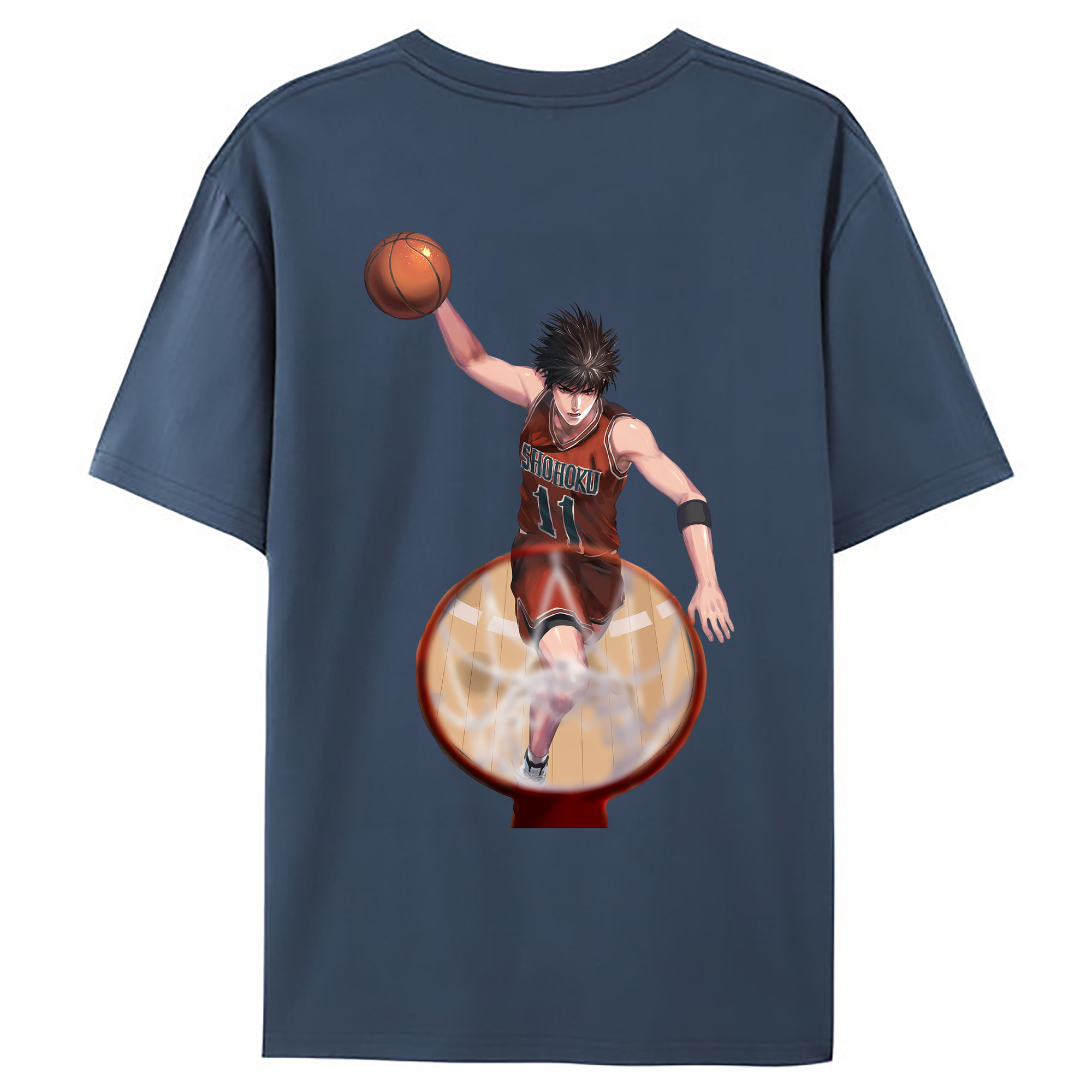 （画像用） SLAM DUNK／スラムダンク 綿100％ メンズ半袖Tシャツ（バックプリント） 通気性
