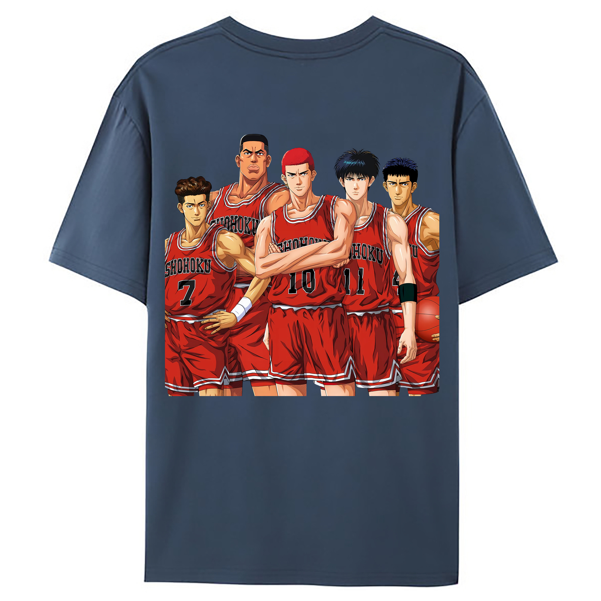 （画像用） SLAM DUNK／スラムダンク 綿100％ メンズ半袖Tシャツ（バックプリント） 通気性