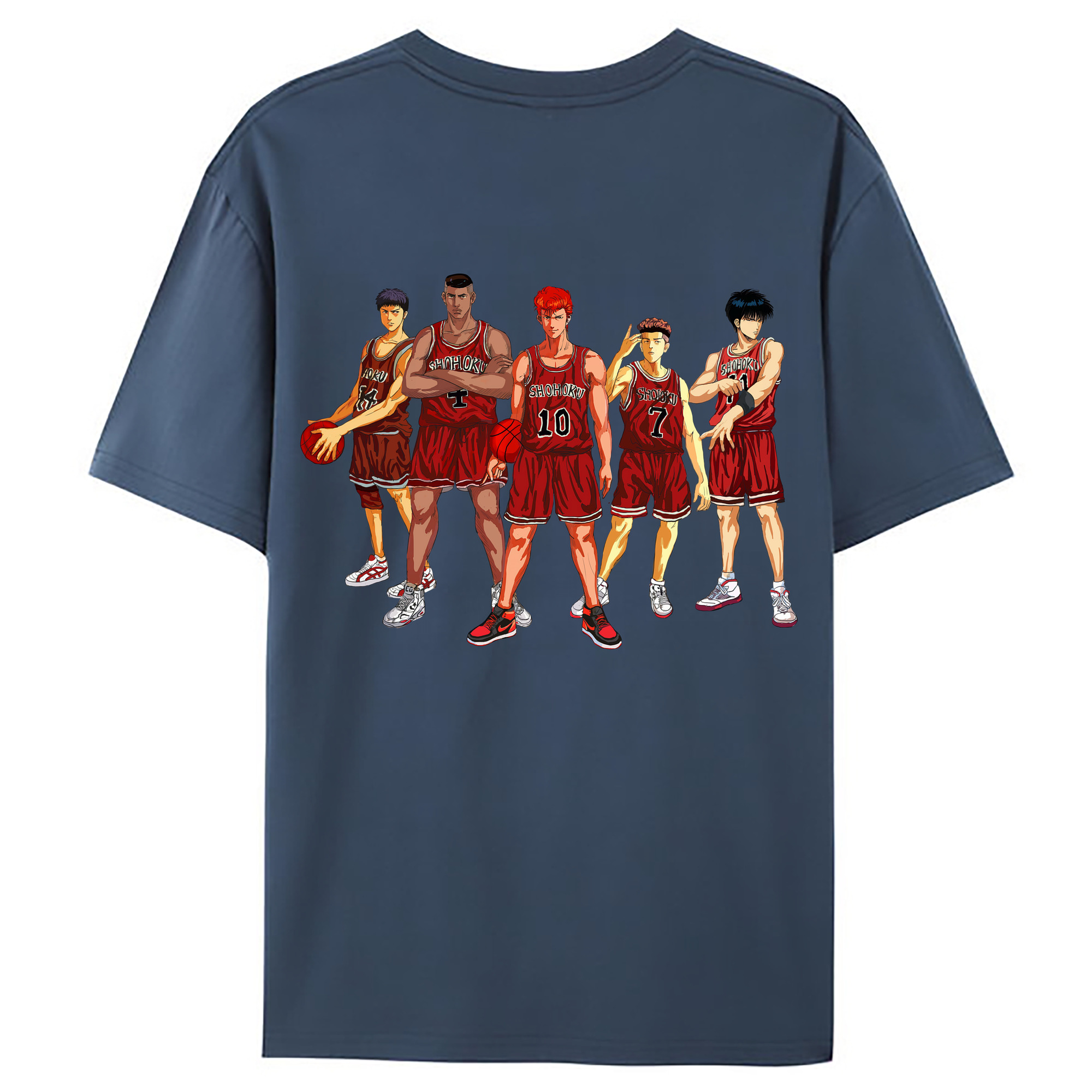 （画像用） SLAM DUNK／スラムダンク 綿100％ メンズ半袖Tシャツ（バックプリント） 通気性