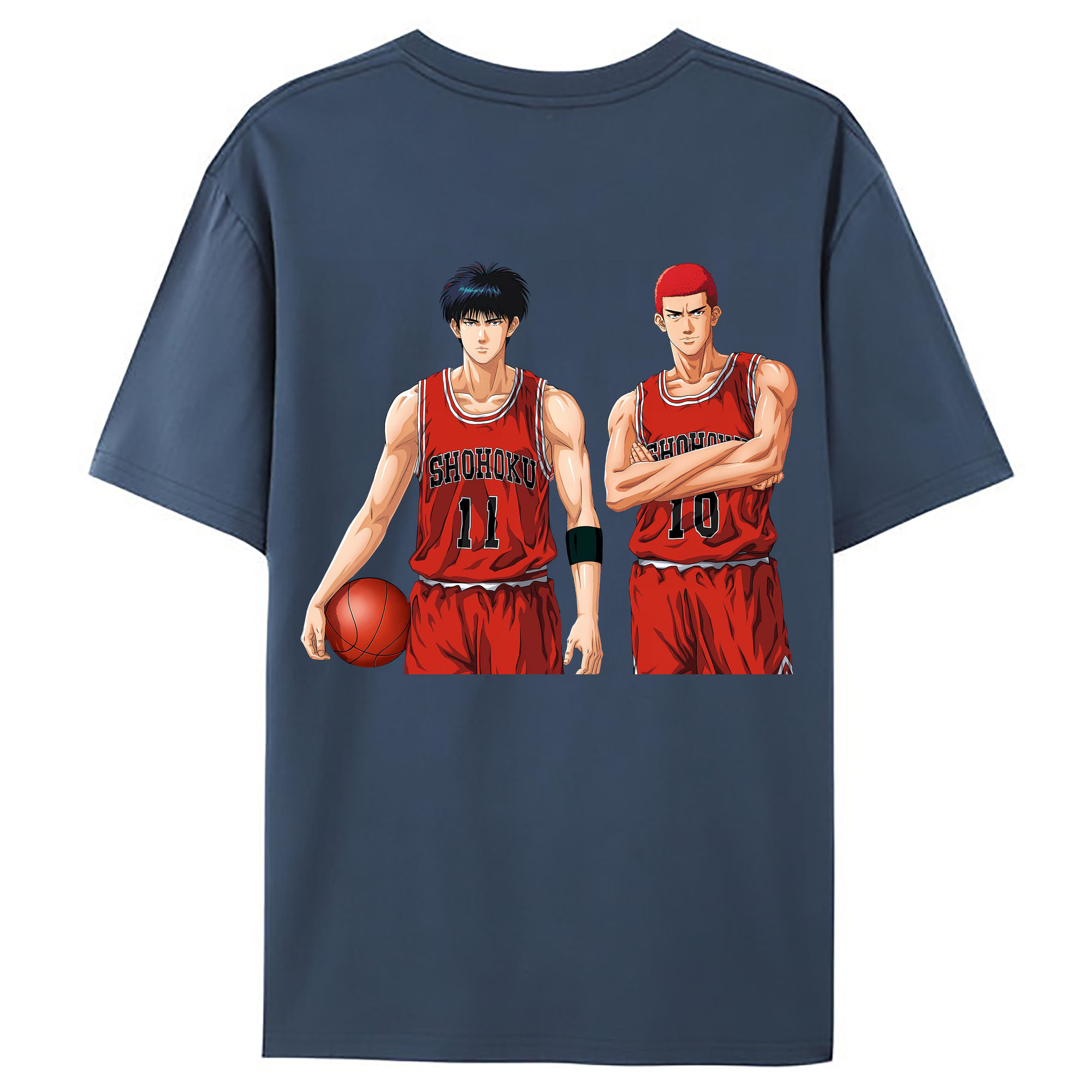 （画像用） SLAM DUNK／スラムダンク 綿100％ メンズ半袖Tシャツ（バックプリント） 通気性