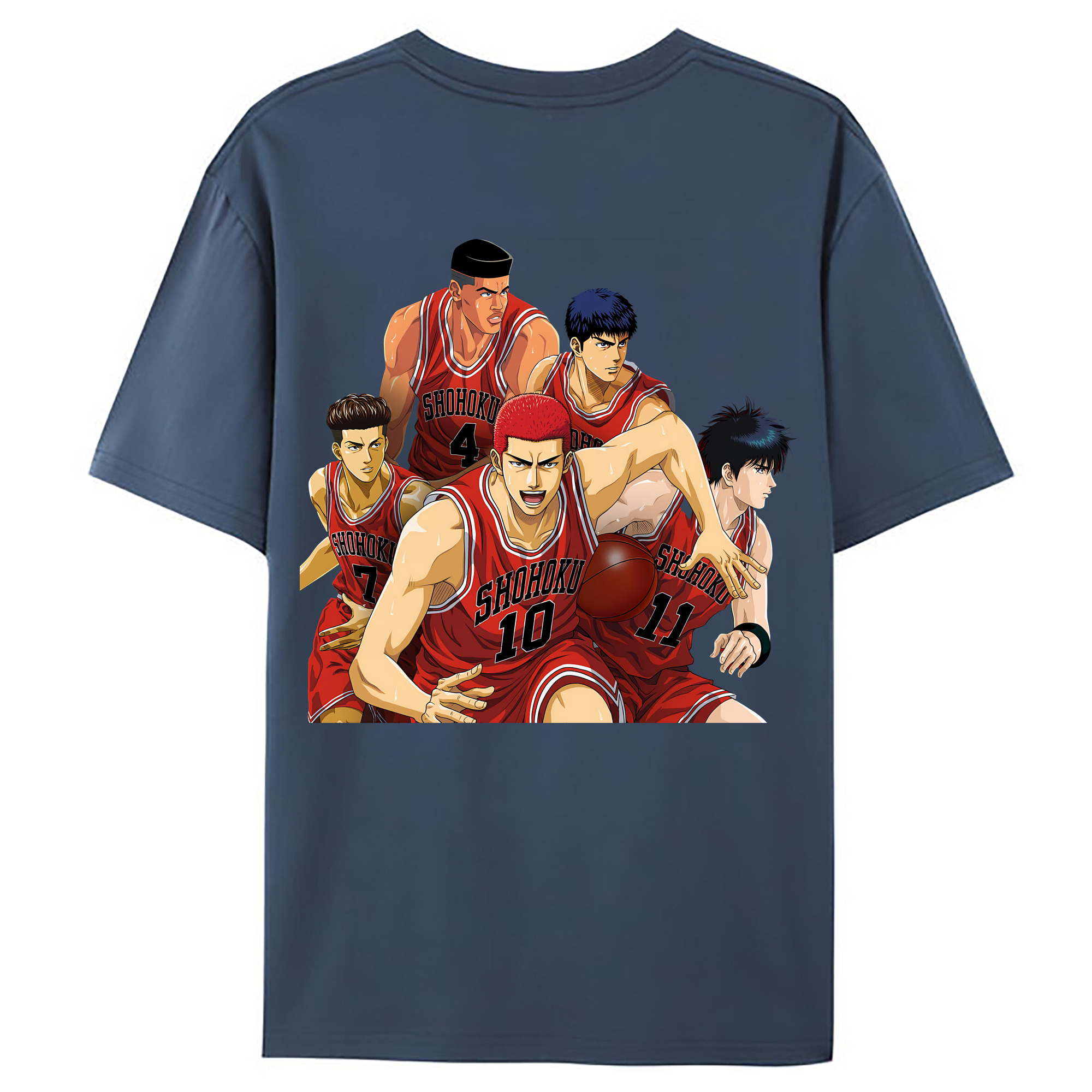 （画像用） SLAM DUNK／スラムダンク 綿100％ メンズ半袖Tシャツ（バックプリント） 通気性