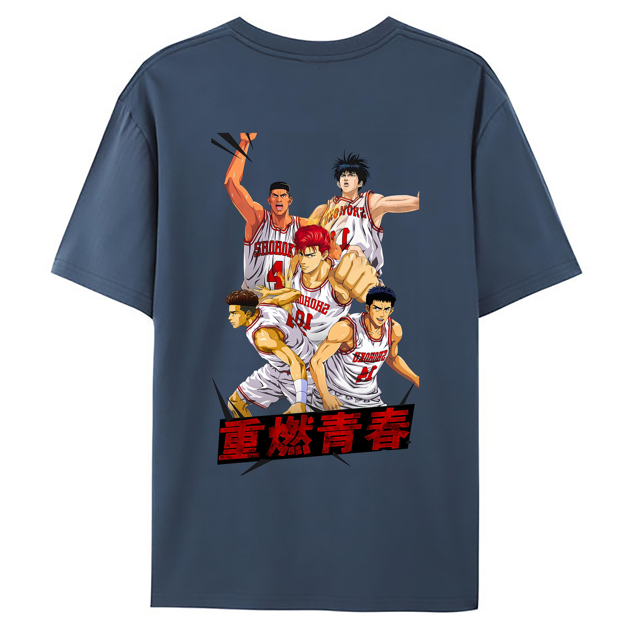 （画像用） SLAM DUNK／スラムダンク 綿100％ メンズ半袖Tシャツ（バックプリント） 通気性