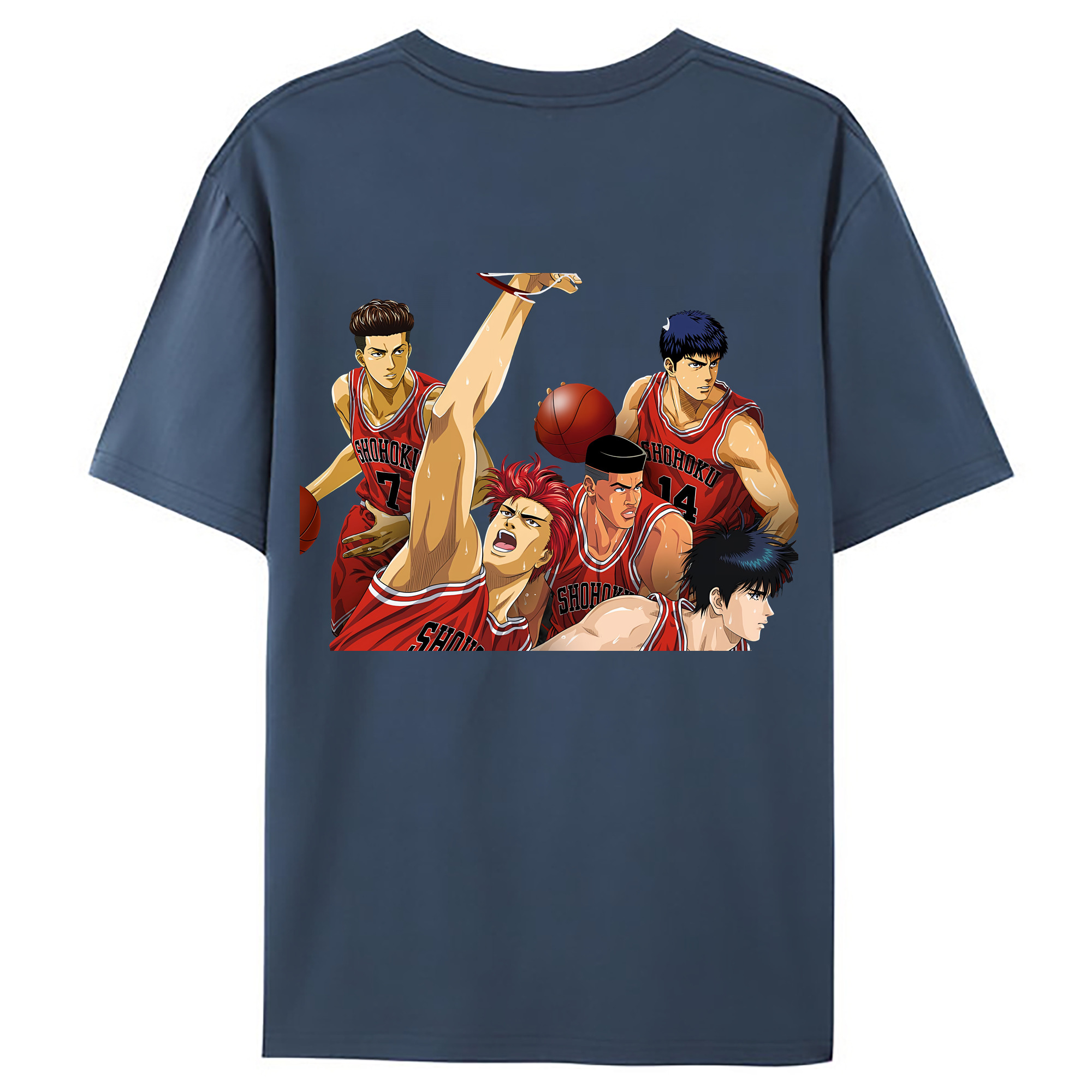 （画像用） SLAM DUNK／スラムダンク 綿100％ メンズ半袖Tシャツ（バックプリント） 通気性