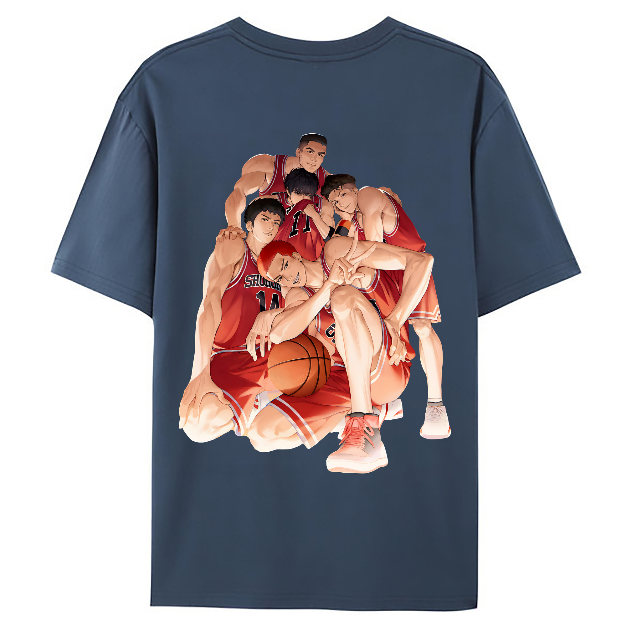 （画像用） SLAM DUNK／スラムダンク 綿100％ メンズ半袖Tシャツ（バックプリント） 通気性