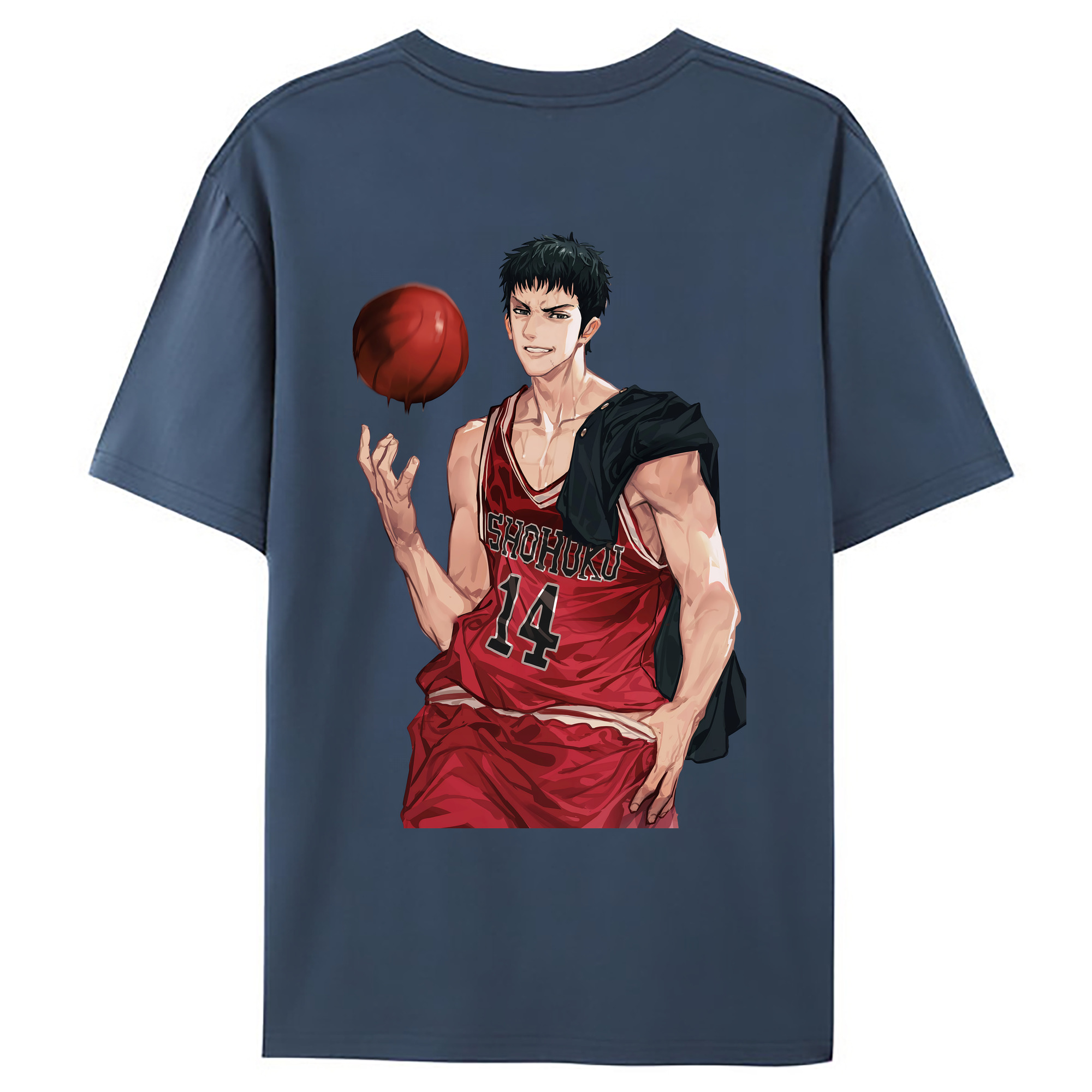 （画像用） SLAM DUNK／スラムダンク 綿100％ メンズ半袖Tシャツ（バックプリント） 通気性