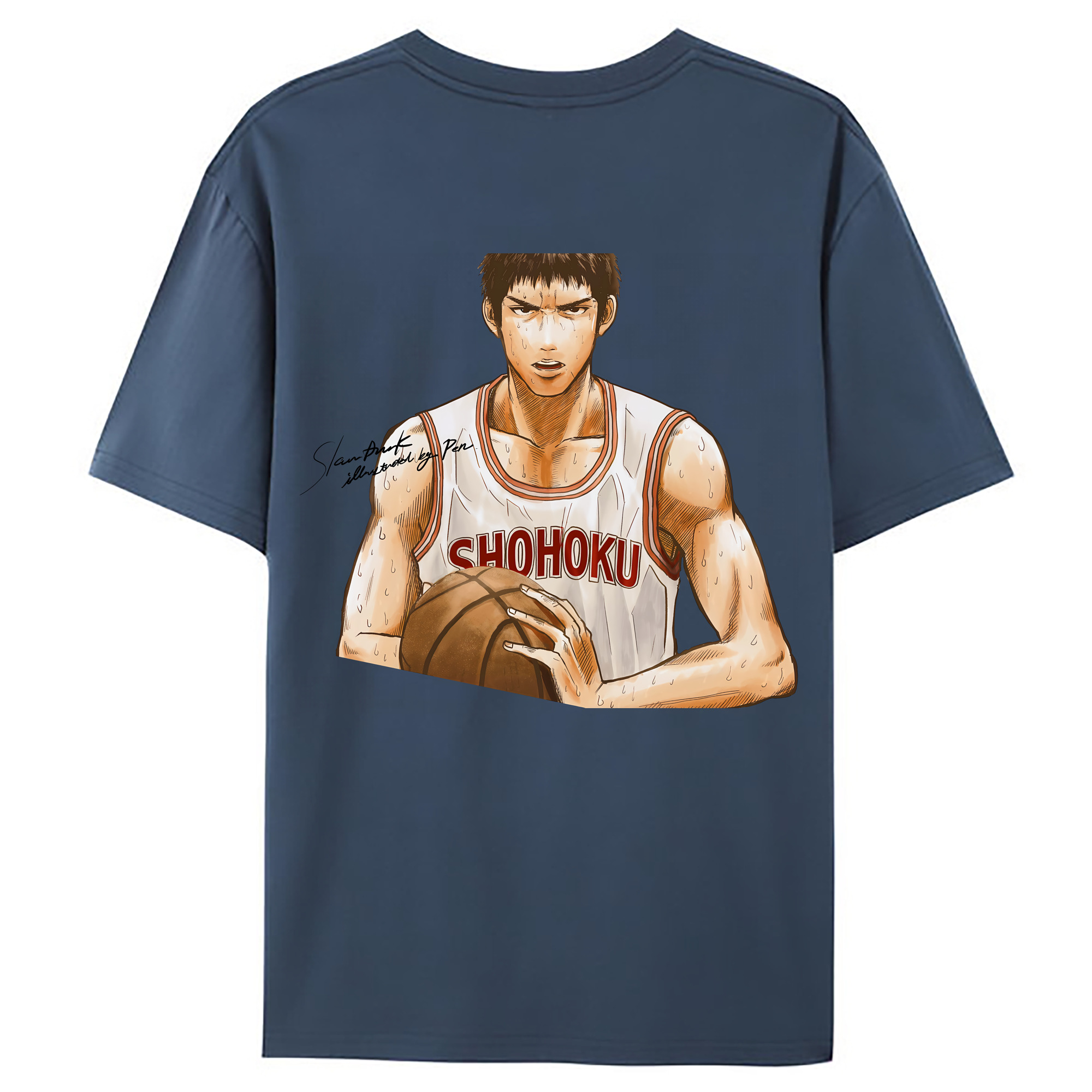 （画像用） SLAM DUNK／スラムダンク 綿100％ メンズ半袖Tシャツ（バックプリント） 通気性