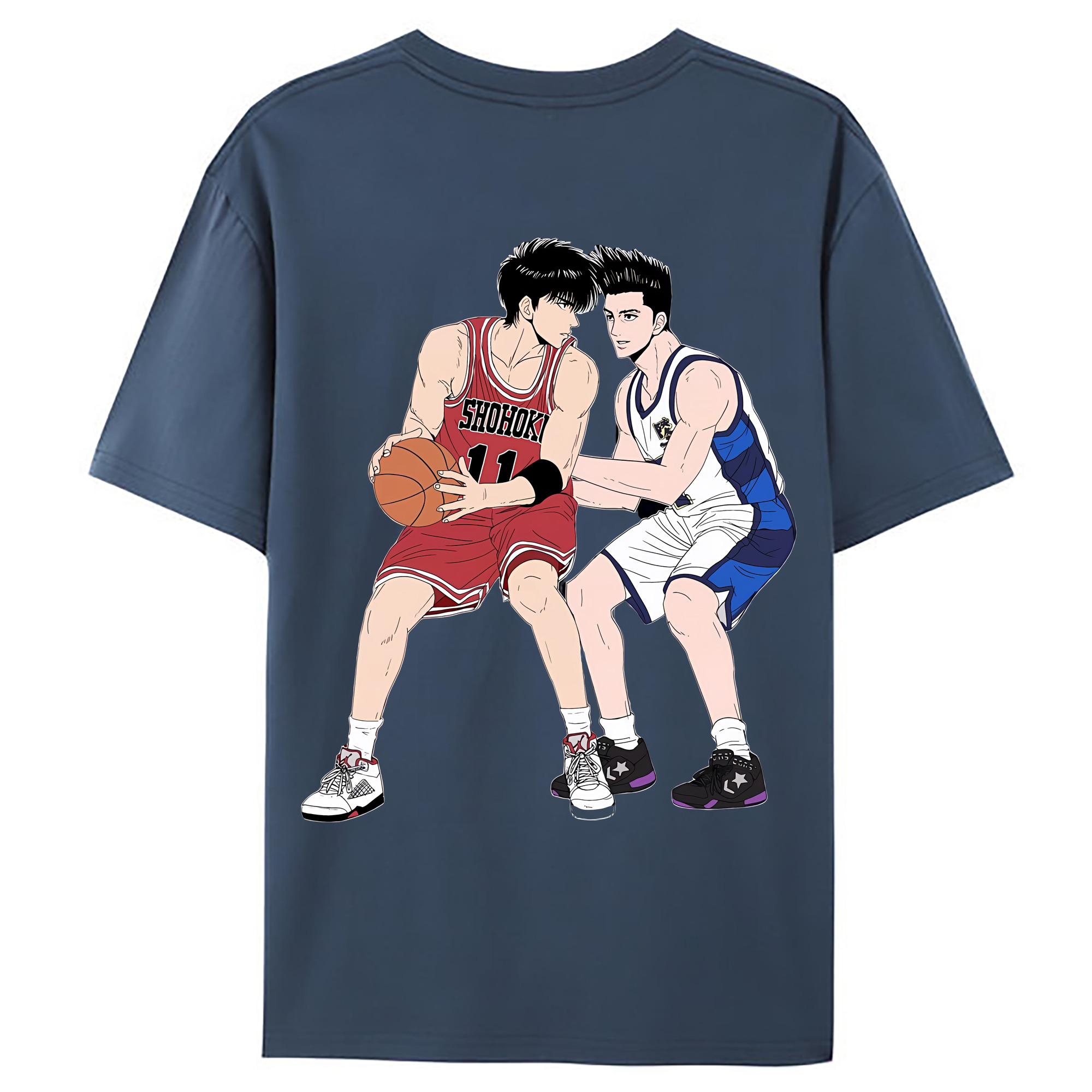 （画像用） SLAM DUNK／スラムダンク 綿100％ メンズ半袖Tシャツ（バックプリント） 通気性