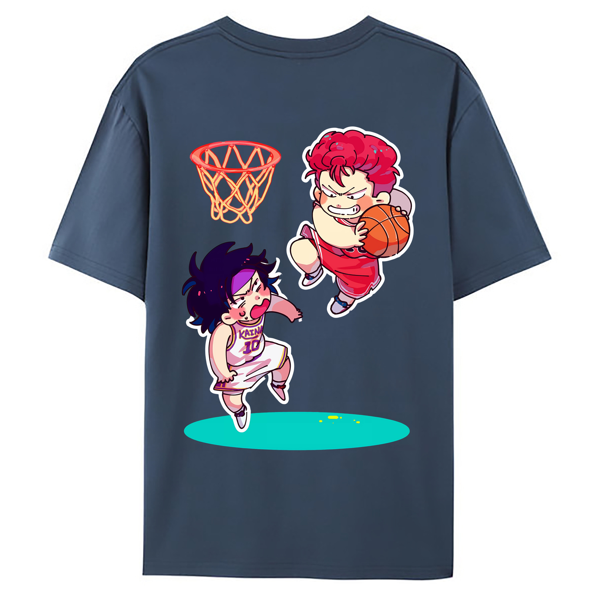 （画像用） SLAM DUNK／スラムダンク 綿100％ メンズ半袖Tシャツ（バックプリント） 通気性