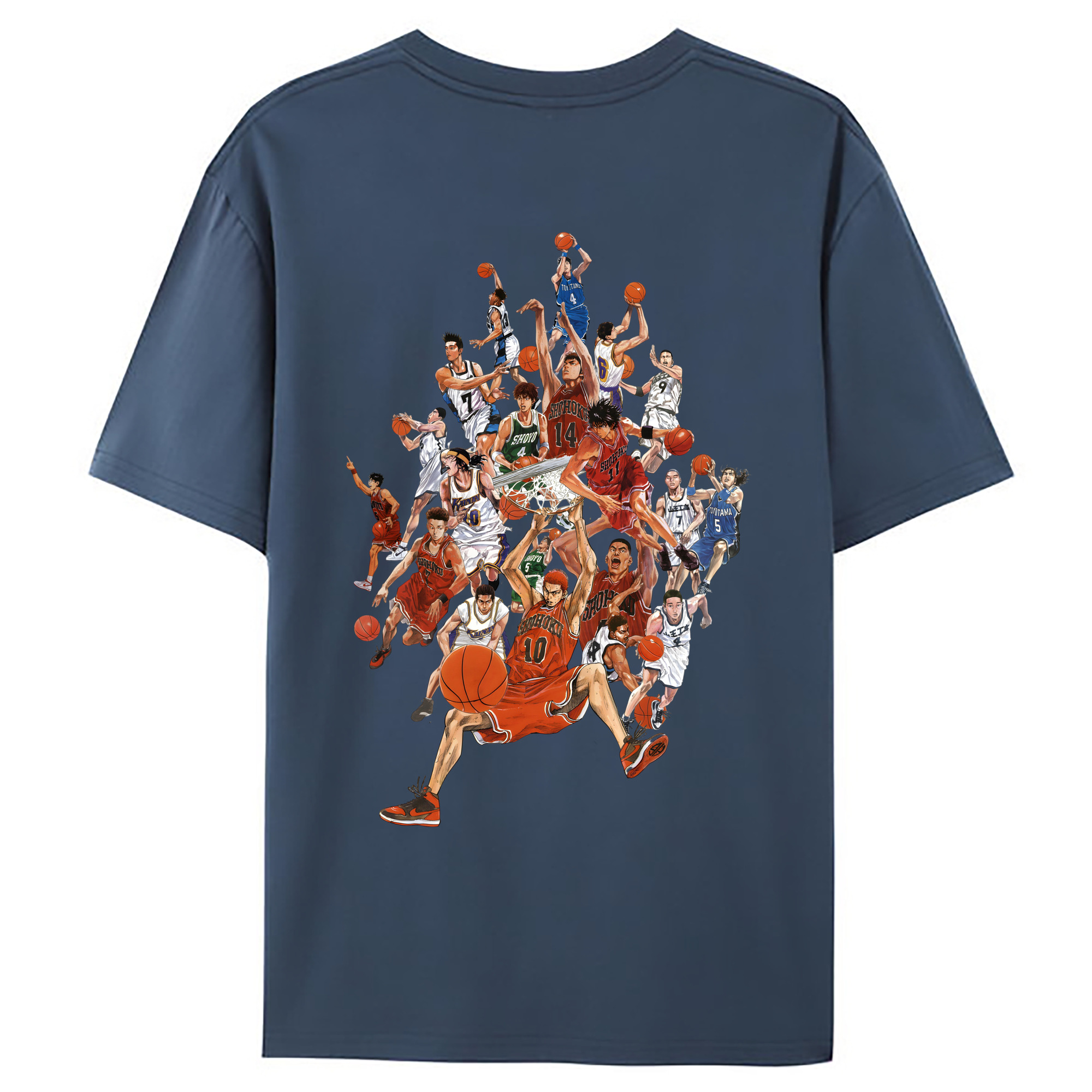 （画像用） SLAM DUNK／スラムダンク 綿100％ メンズ半袖Tシャツ（バックプリント） 通気性