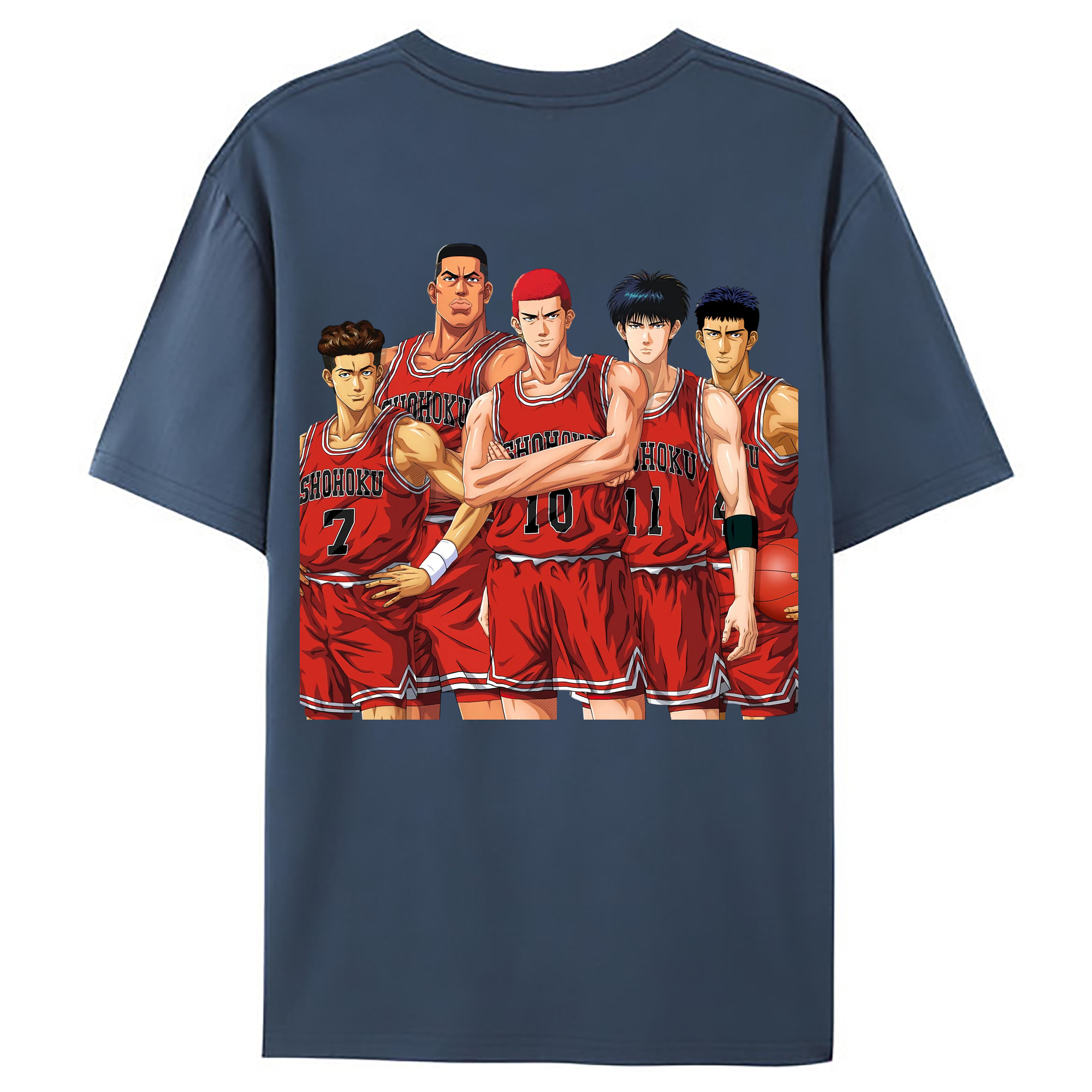 （画像用） SLAM DUNK／スラムダンク 綿100％ メンズ半袖Tシャツ（バックプリント） 通気性