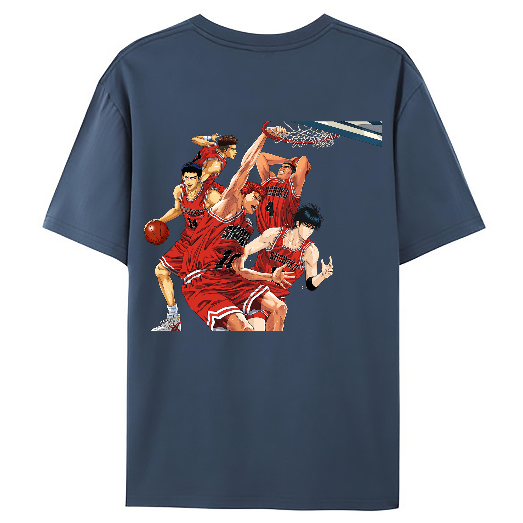 （画像用） SLAM DUNK／スラムダンク 綿100％ メンズ半袖Tシャツ（バックプリント） 通気性