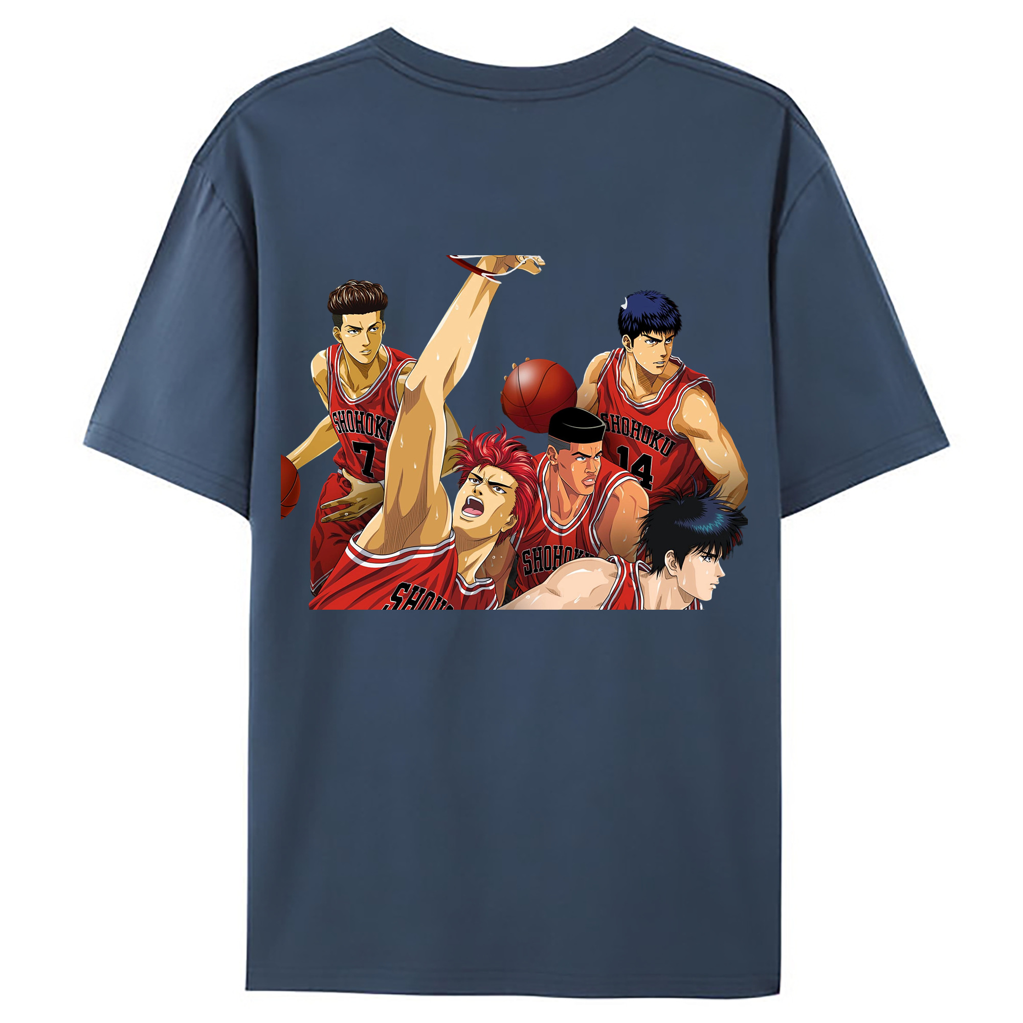 （画像用） SLAM DUNK／スラムダンク 綿100％ メンズ半袖Tシャツ（バックプリント） 通気性
