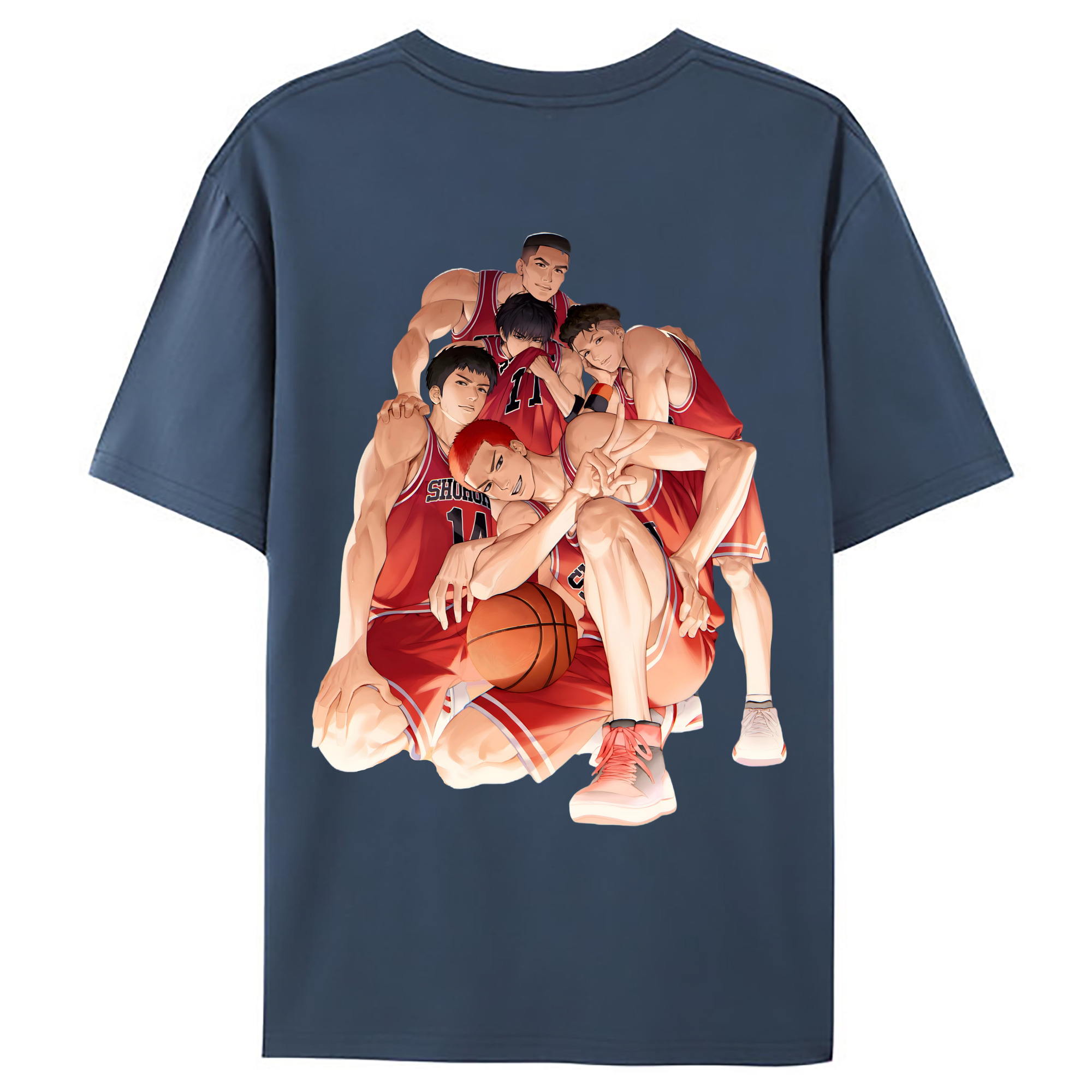 （画像用） SLAM DUNK／スラムダンク 綿100％ メンズ半袖Tシャツ（バックプリント） 通気性