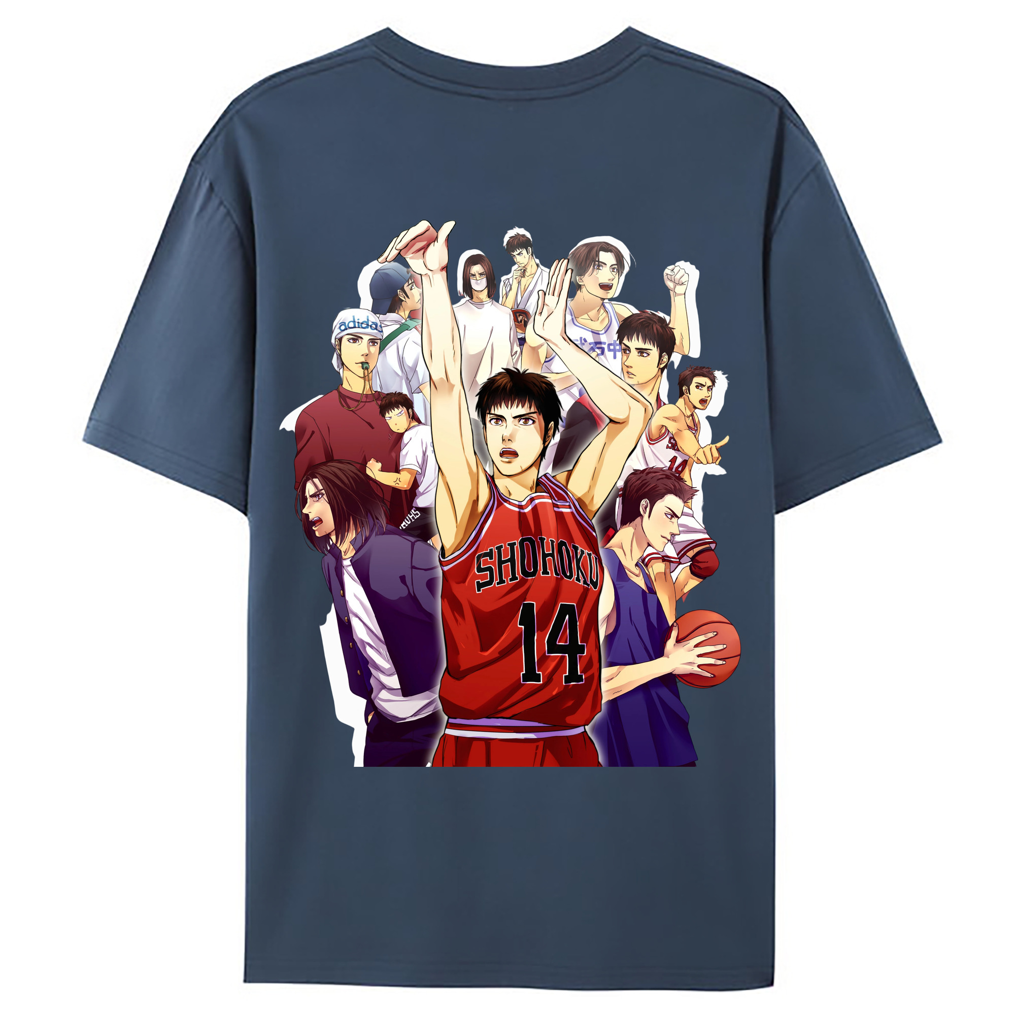 （画像用） SLAM DUNK／スラムダンク 綿100％ メンズ半袖Tシャツ（バックプリント） 通気性