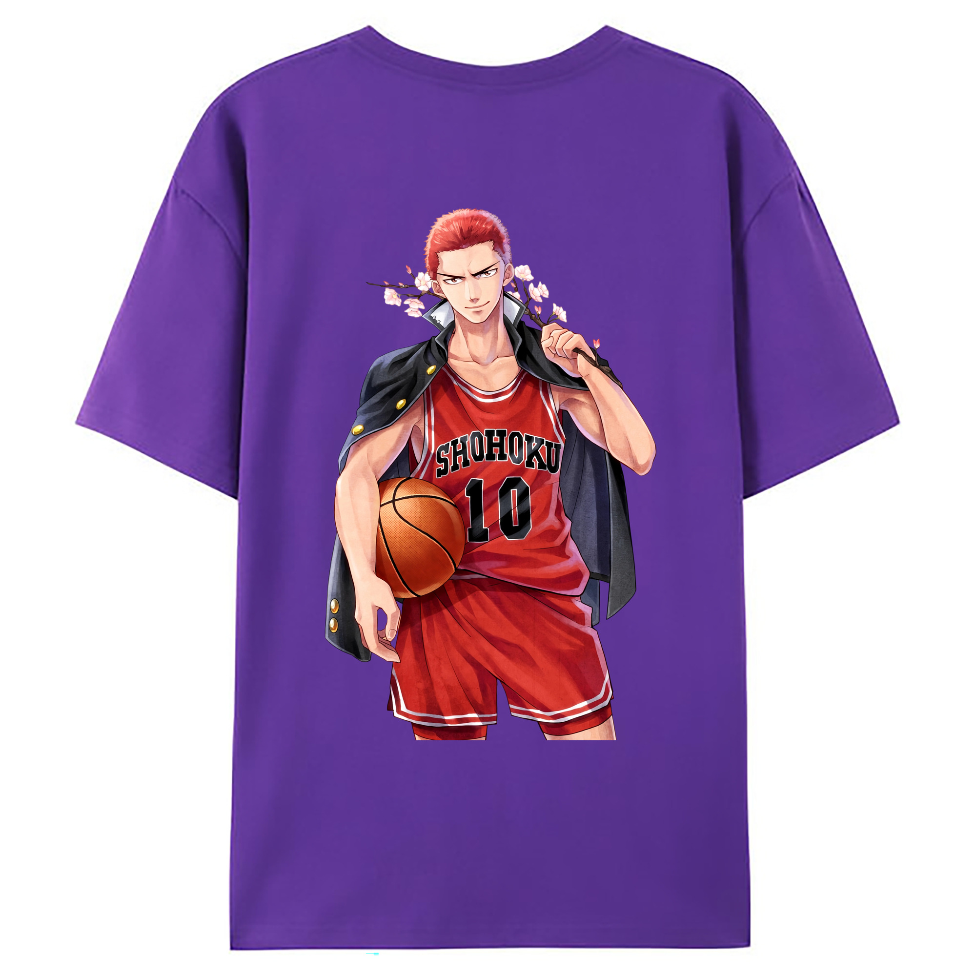（画像用） SLAM DUNK／スラムダンク 綿100％ メンズ半袖Tシャツ（バックプリント） 通気性