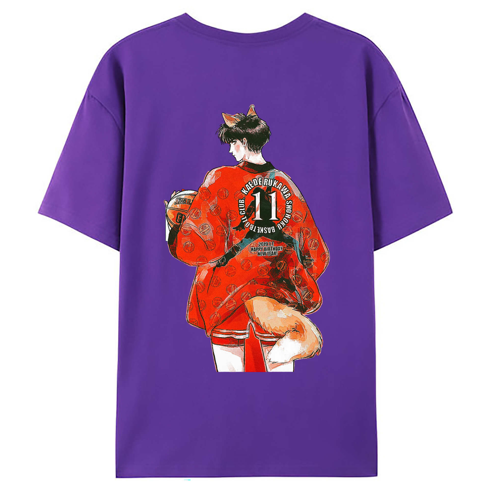 （画像用） SLAM DUNK／スラムダンク 綿100％ メンズ半袖Tシャツ（バックプリント） 通気性