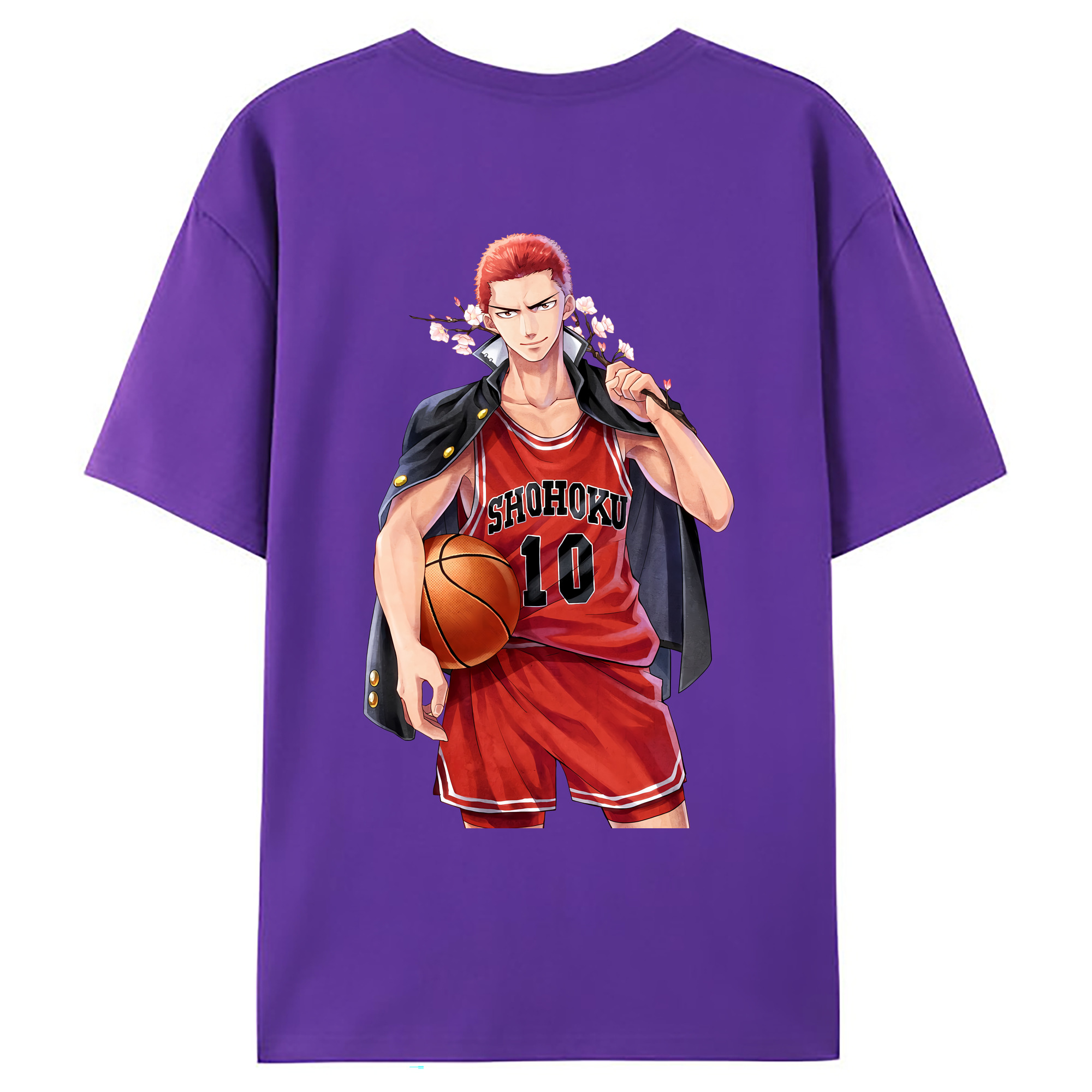 （画像用） SLAM DUNK／スラムダンク 綿100％ メンズ半袖Tシャツ（バックプリント） 通気性