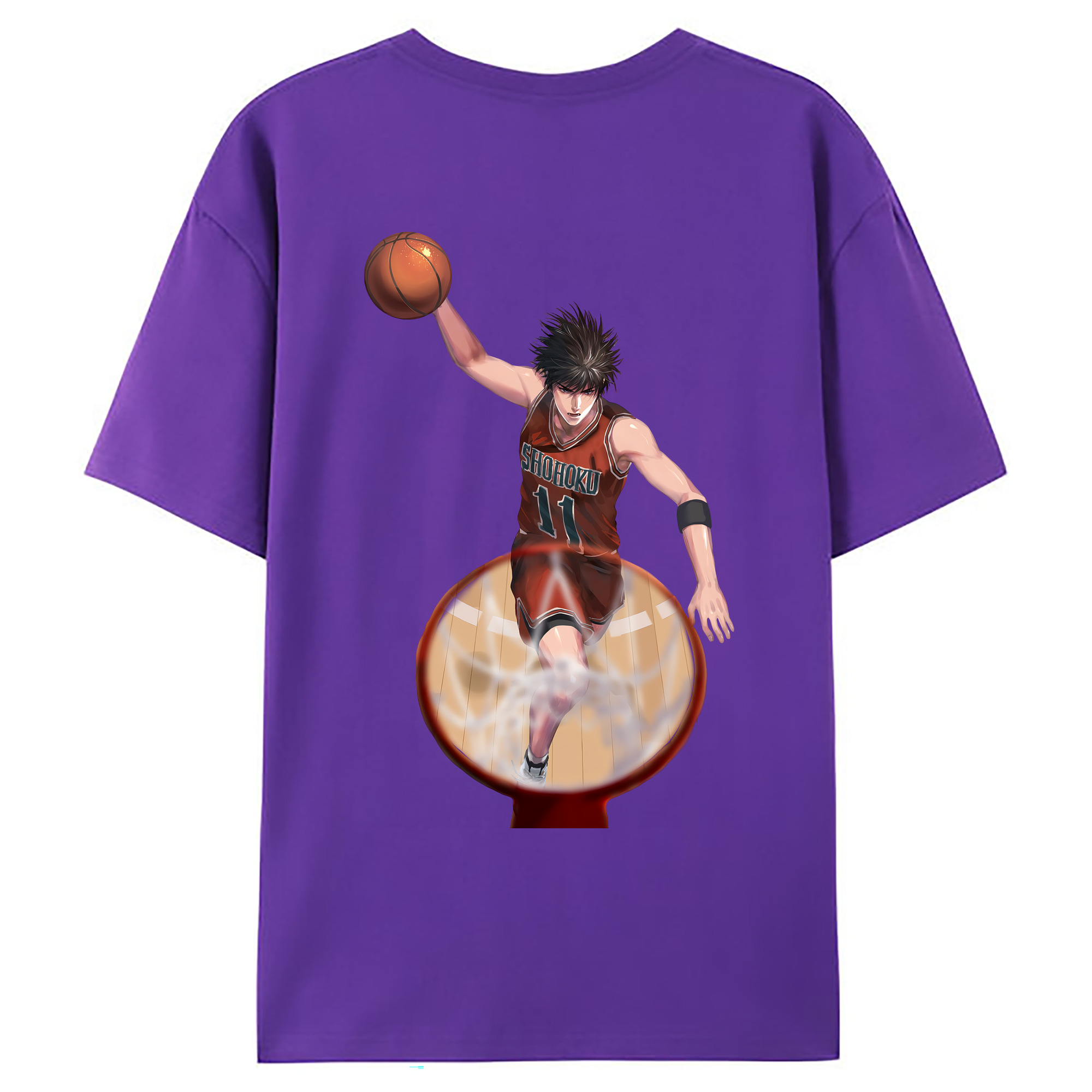 （画像用） SLAM DUNK／スラムダンク 綿100％ メンズ半袖Tシャツ（バックプリント） 通気性