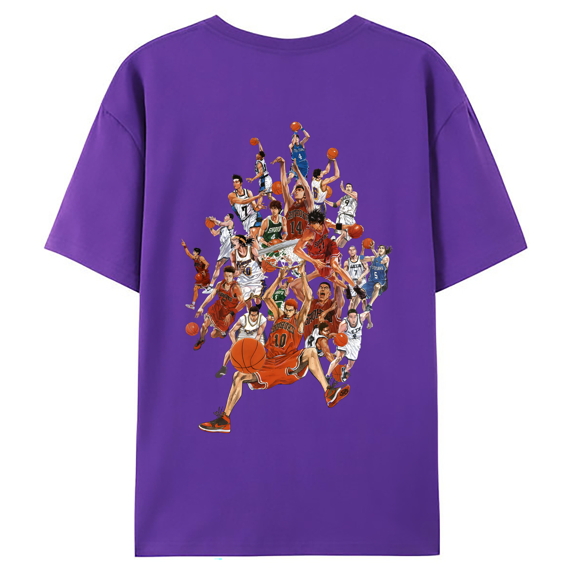 （画像用） SLAM DUNK／スラムダンク 綿100％ メンズ半袖Tシャツ（バックプリント） 通気性