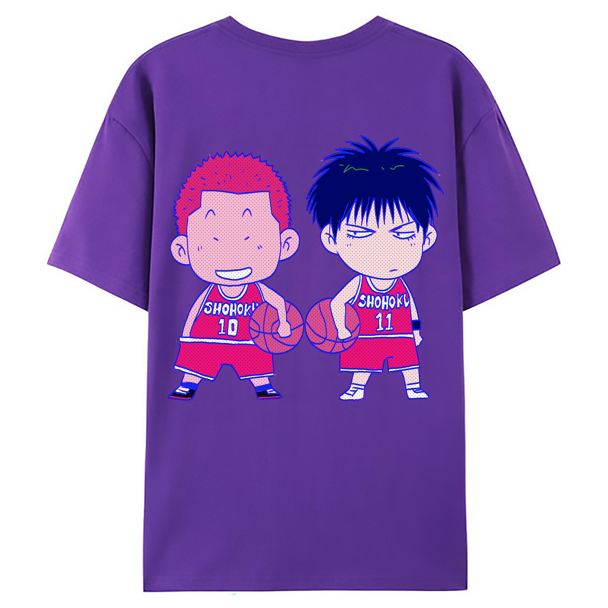（画像用） SLAM DUNK／スラムダンク 綿100％ メンズ半袖Tシャツ（バックプリント） 通気性