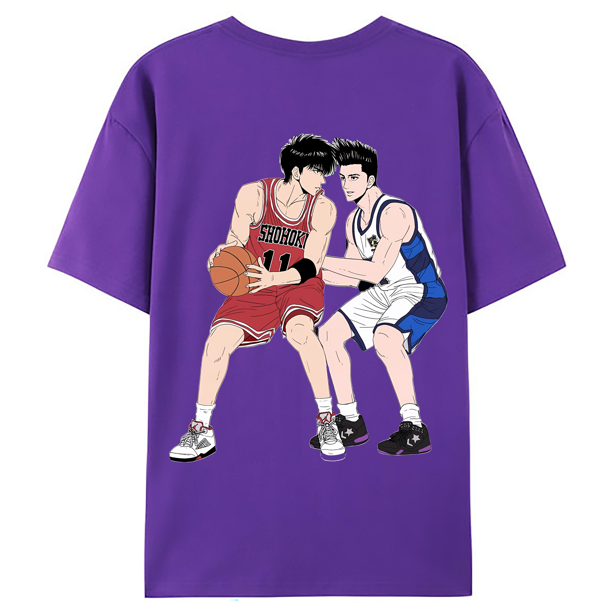 （画像用） SLAM DUNK／スラムダンク 綿100％ メンズ半袖Tシャツ（バックプリント） 通気性