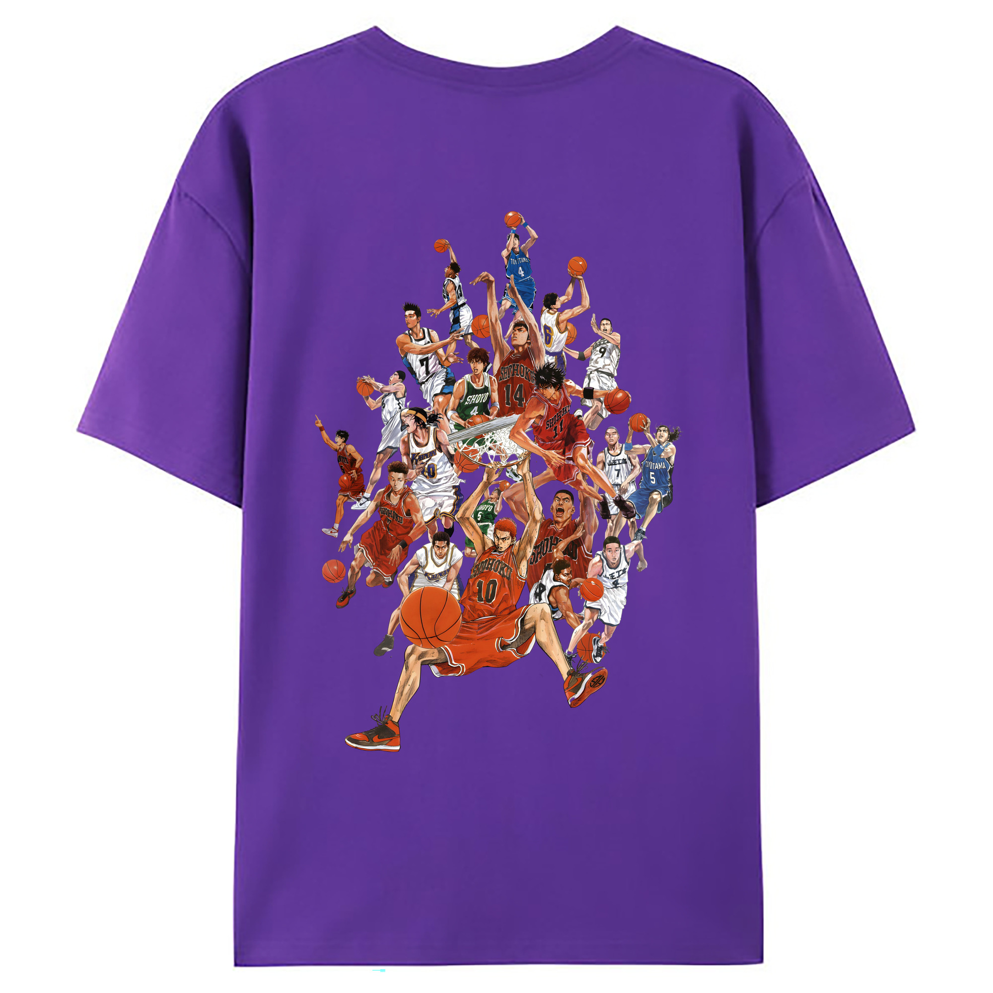 （画像用） SLAM DUNK／スラムダンク 綿100％ メンズ半袖Tシャツ（バックプリント） 通気性