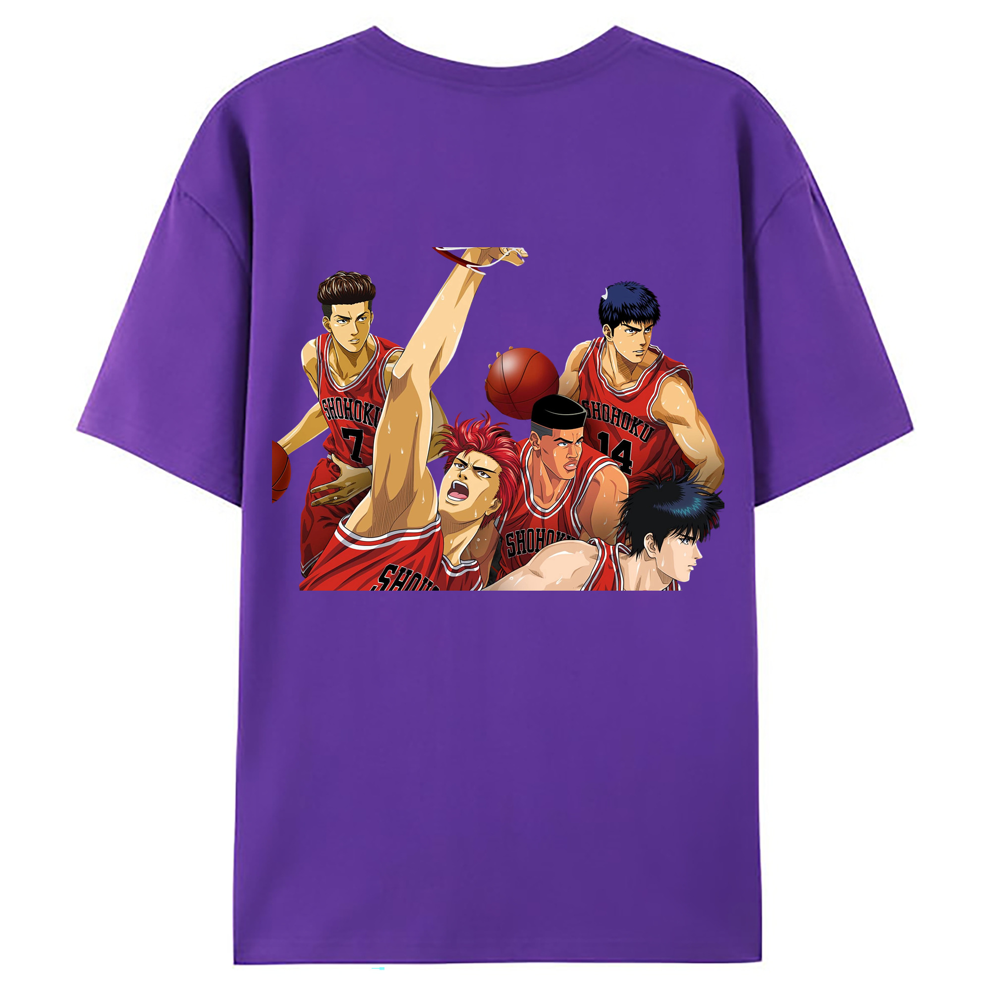 （画像用） SLAM DUNK／スラムダンク 綿100％ メンズ半袖Tシャツ（バックプリント） 通気性