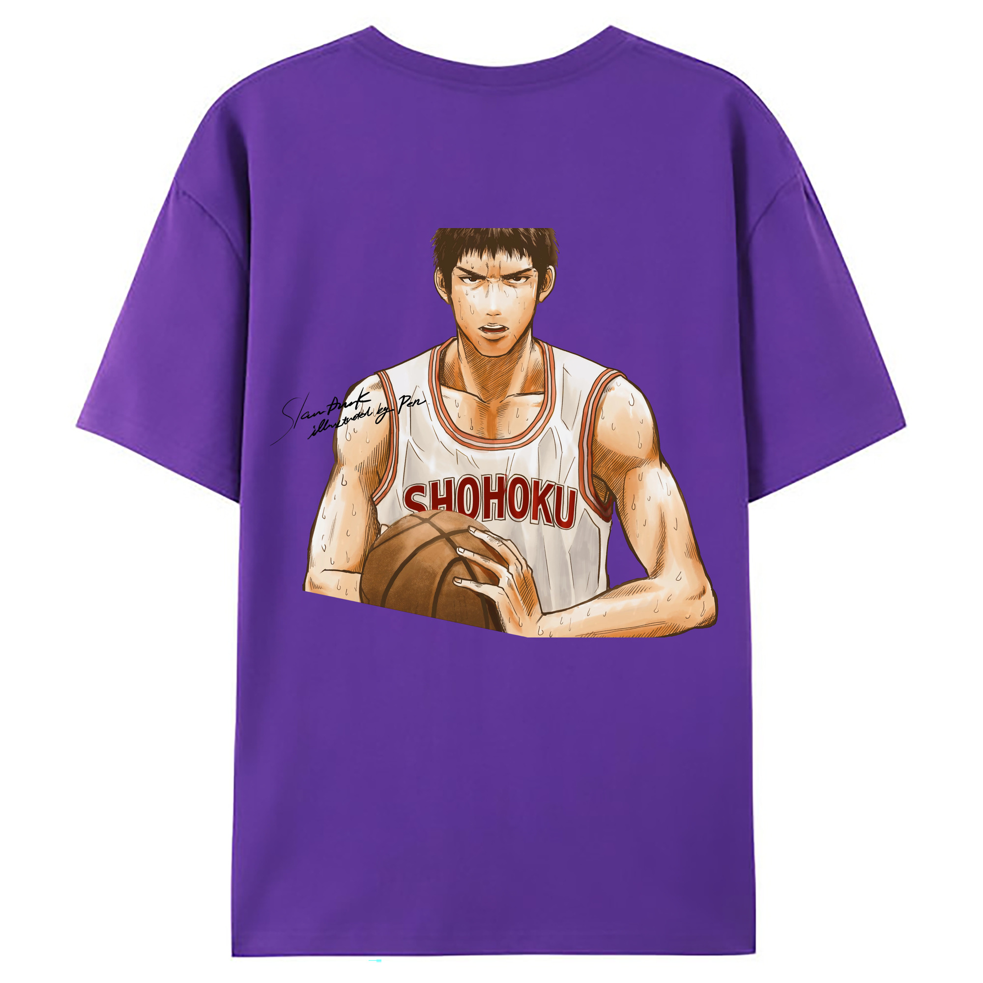 （画像用） SLAM DUNK／スラムダンク 綿100％ メンズ半袖Tシャツ（バックプリント） 通気性