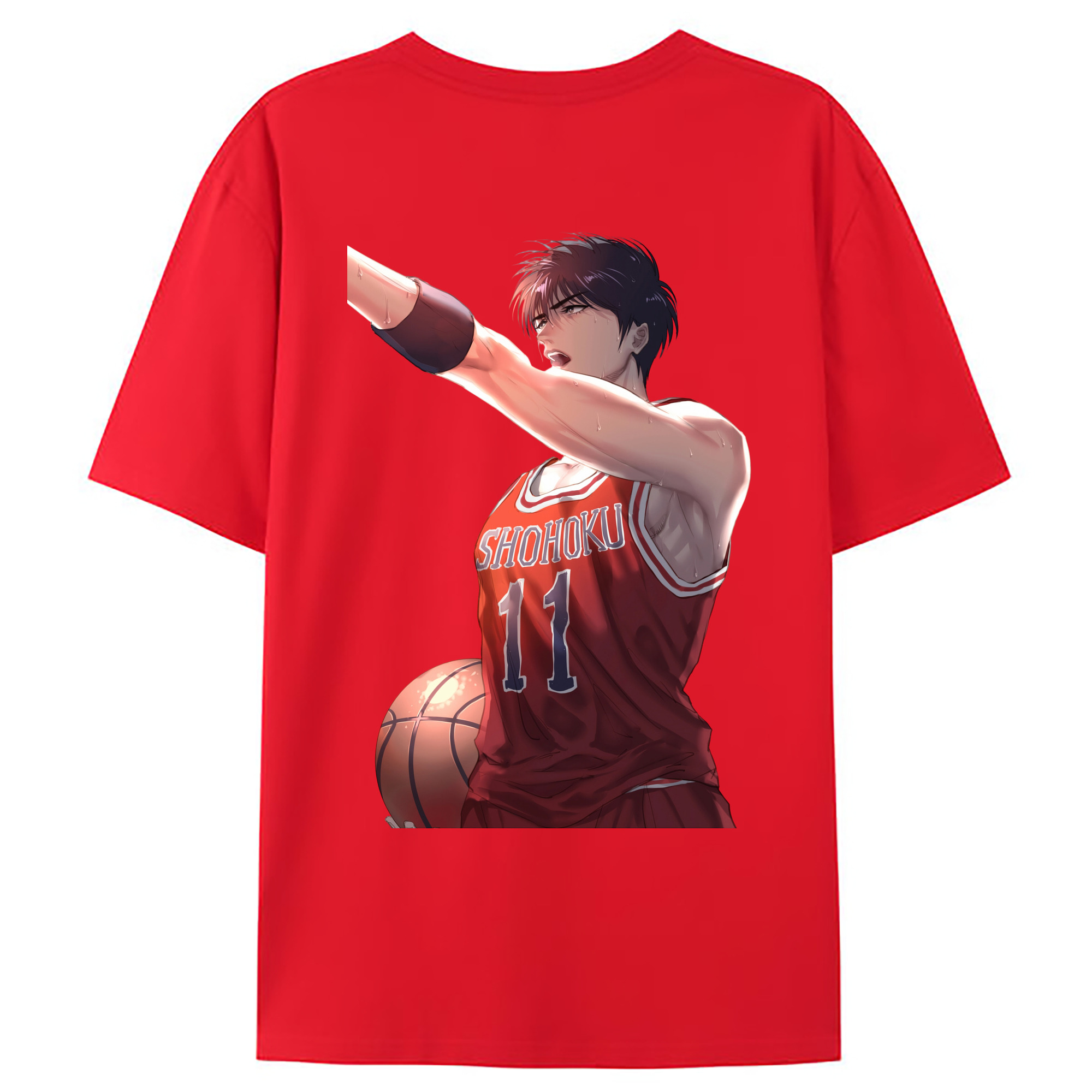 （画像用） SLAM DUNK／スラムダンク 綿100％ メンズ半袖Tシャツ（バックプリント） 通気性
