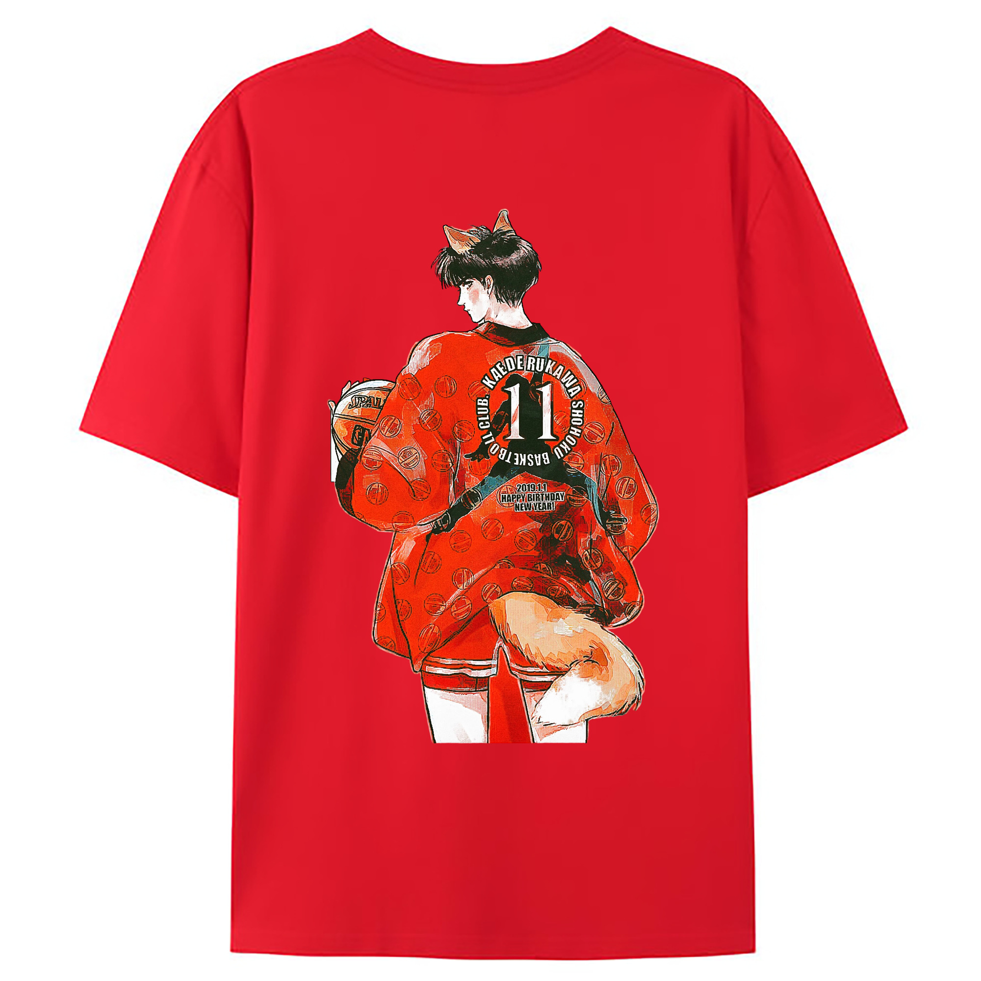 （画像用） SLAM DUNK／スラムダンク 綿100％ メンズ半袖Tシャツ（バックプリント） 通気性