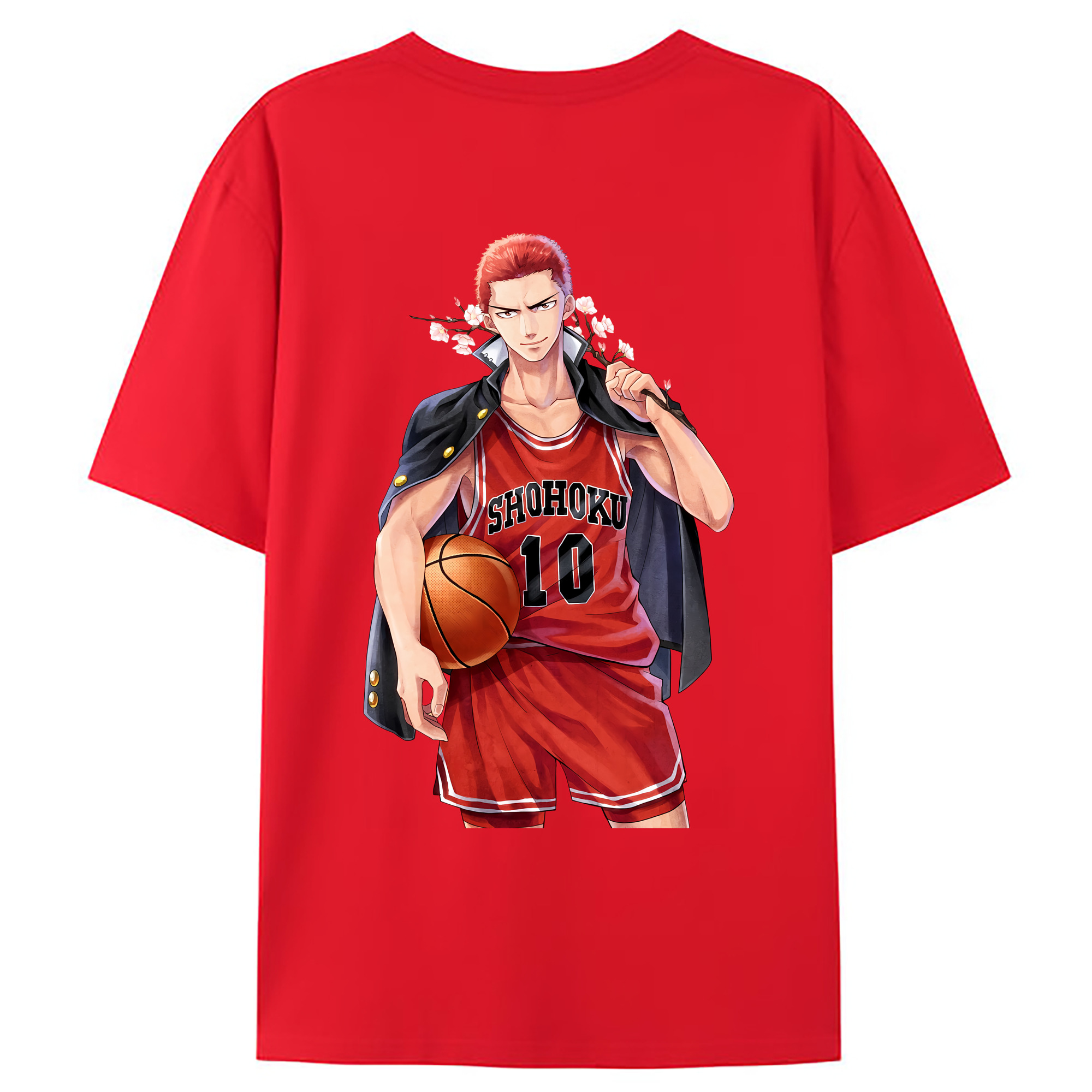 （画像用） SLAM DUNK／スラムダンク 綿100％ メンズ半袖Tシャツ（バックプリント） 通気性
