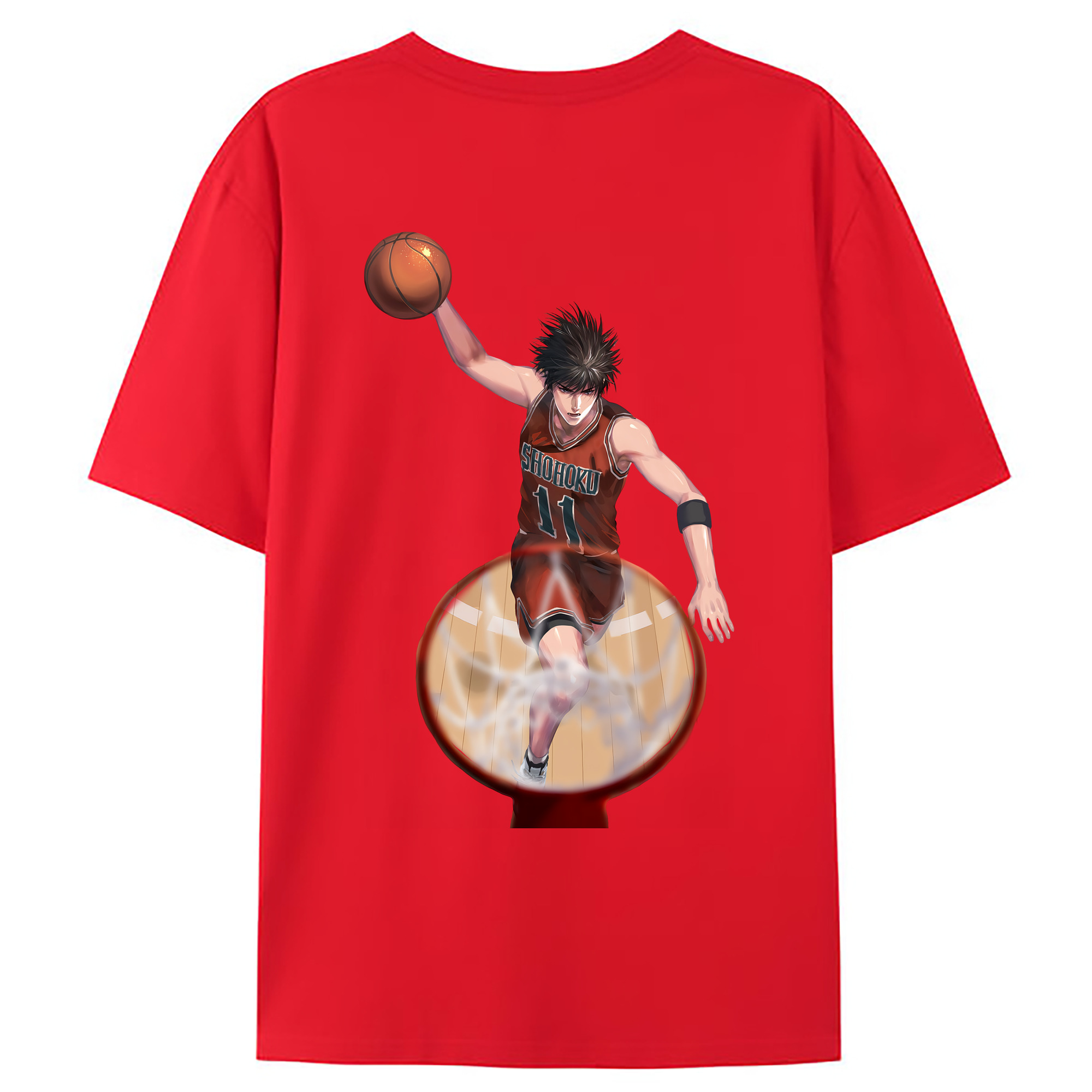 （画像用） SLAM DUNK／スラムダンク 綿100％ メンズ半袖Tシャツ（バックプリント） 通気性